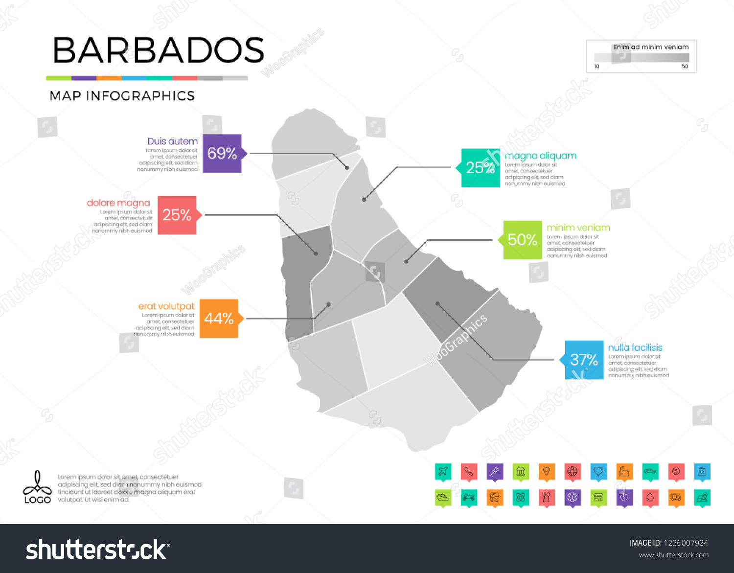 Barbados Map Infographics Editable Separated Layers Stock Vector   Stock Vector Barbados Map Infographics With Editable Separated Layers Zones Elements And District Area In 1236007924 