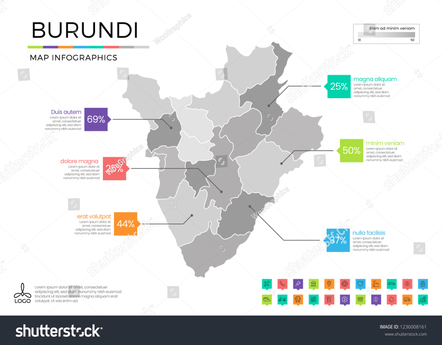 Burundi Map Infographics Editable Separated Layers Stock Vector Royalty Free 1236008161 