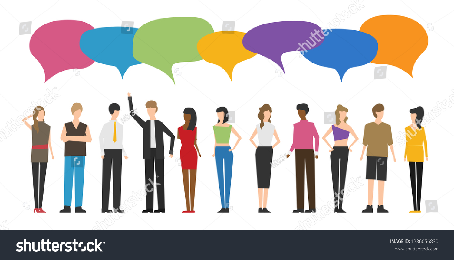 Vector Illustration Flat Style People Discuss Stock Vector (Royalty ...