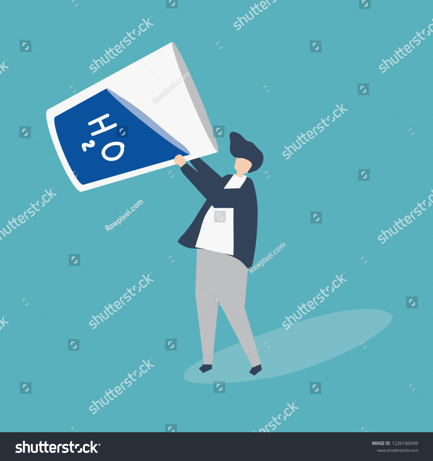 Character Man Drinking Giant Glass Water Stock Vector (Royalty Free ...