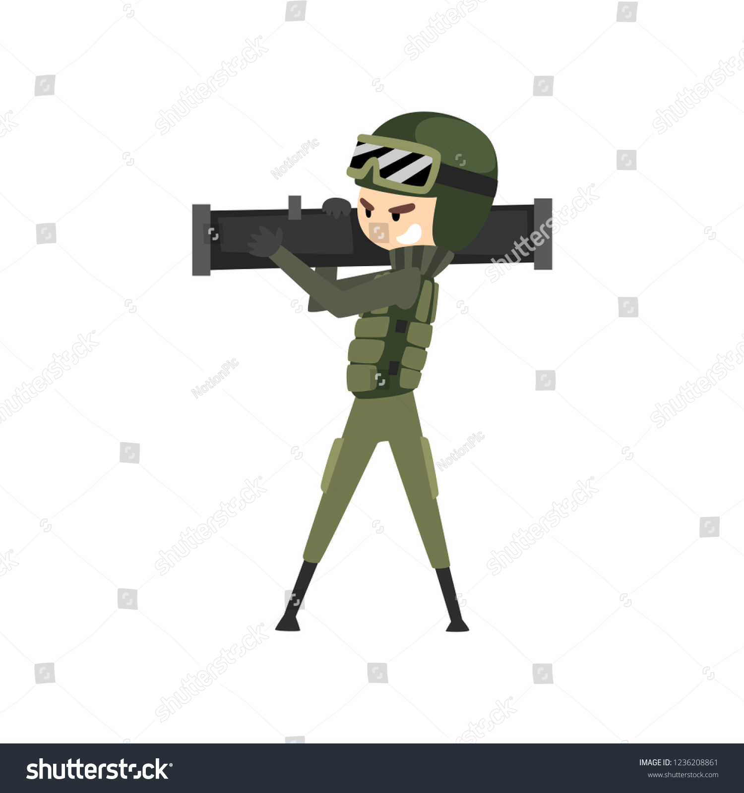 Military Man Bazooka Soldier Character Camouflage Stock Vector (Royalty ...