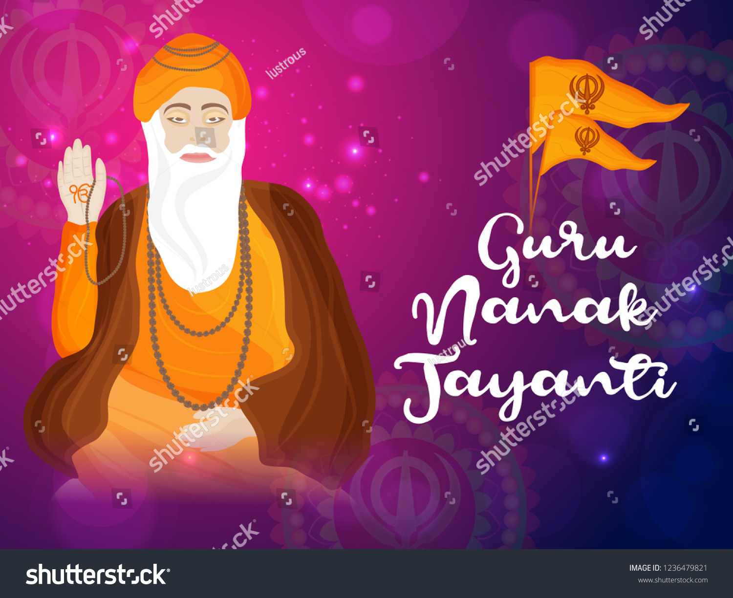 Illustration Guru Nanak Jayanti Background Stock Vector (Royalty Free ...