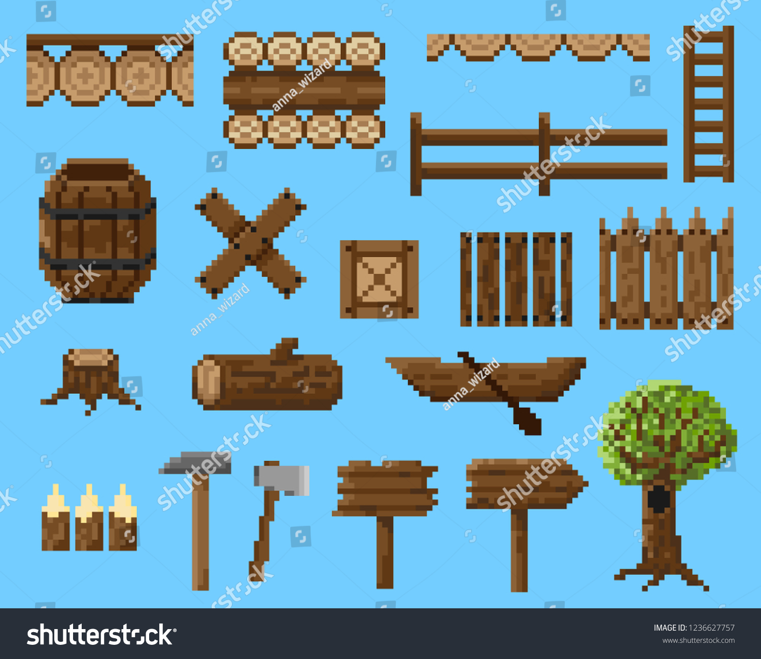 Деревянная платформа пиксель арт