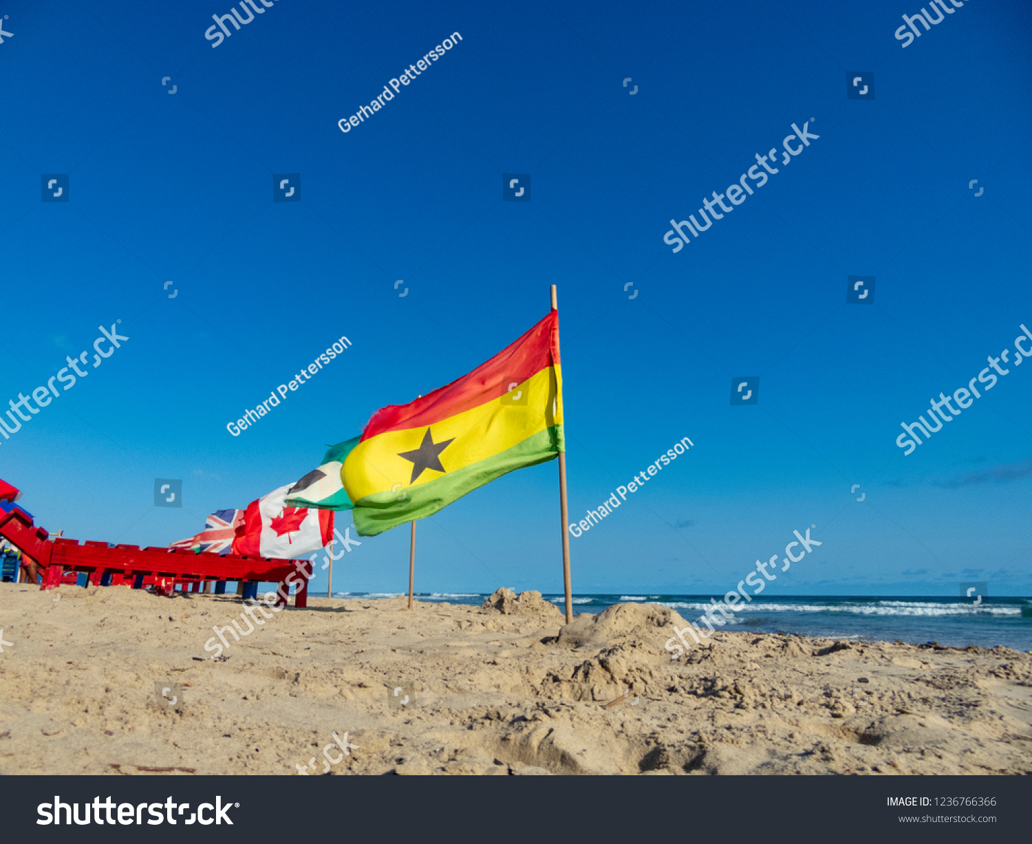 Ghana Flag On Beach Accra Ghana Stock Photo 1236766366 | Shutterstock