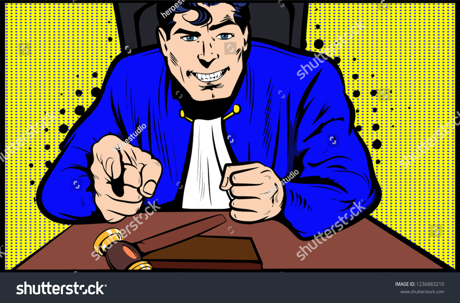 Judge Bench Crazy Look Pointing Finger Stock Vector (royalty Free 