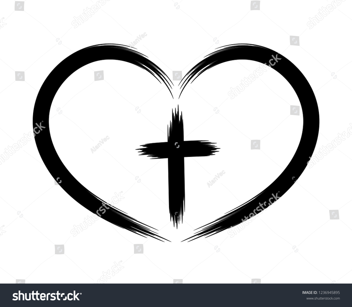 Heart Christian Cross Concept Symbolism Painted Stock Vector (Royalty ...