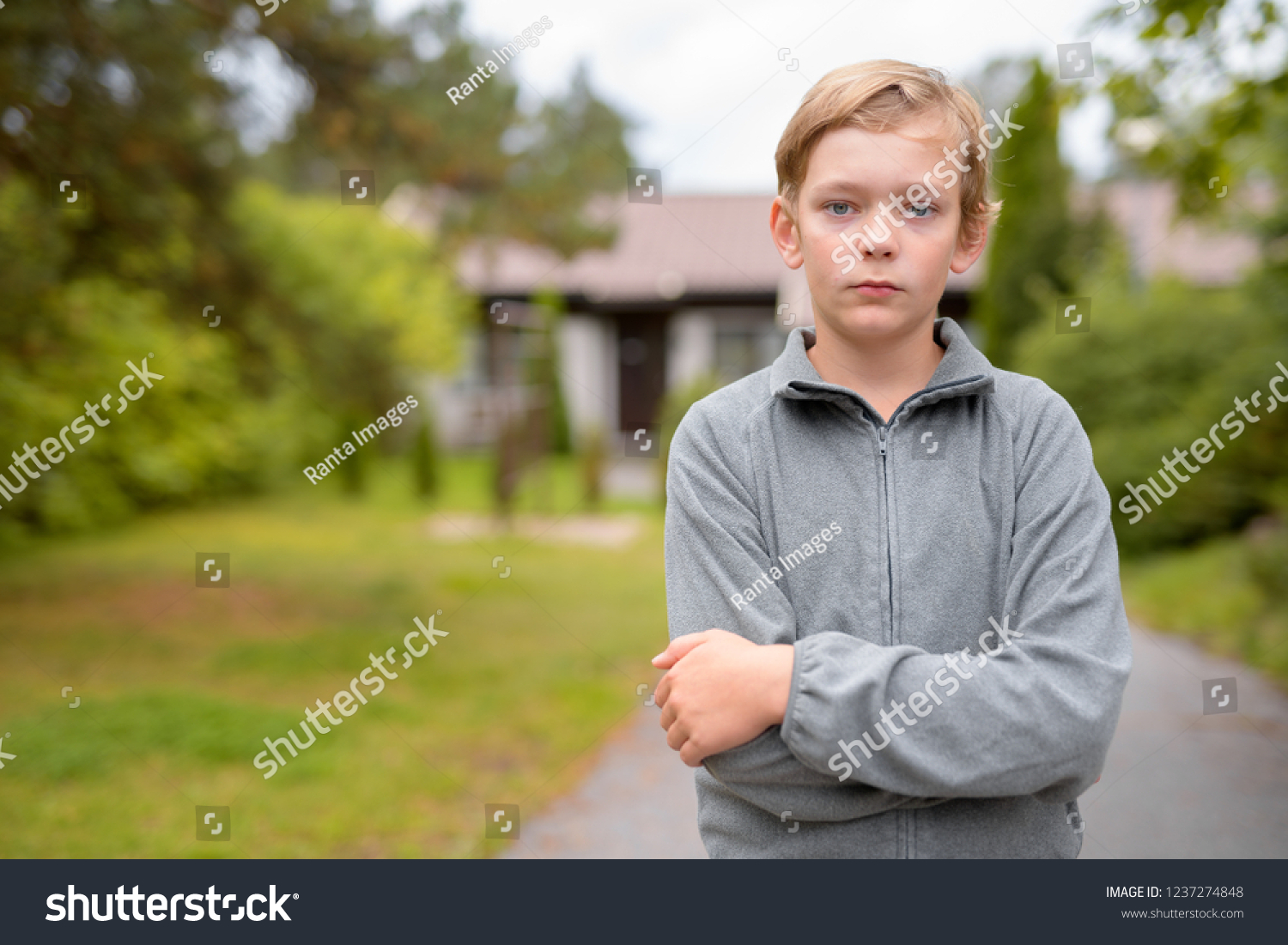 Young Blonde Handsome Boy Arms Crossed Stock Photo 1237274848 ...