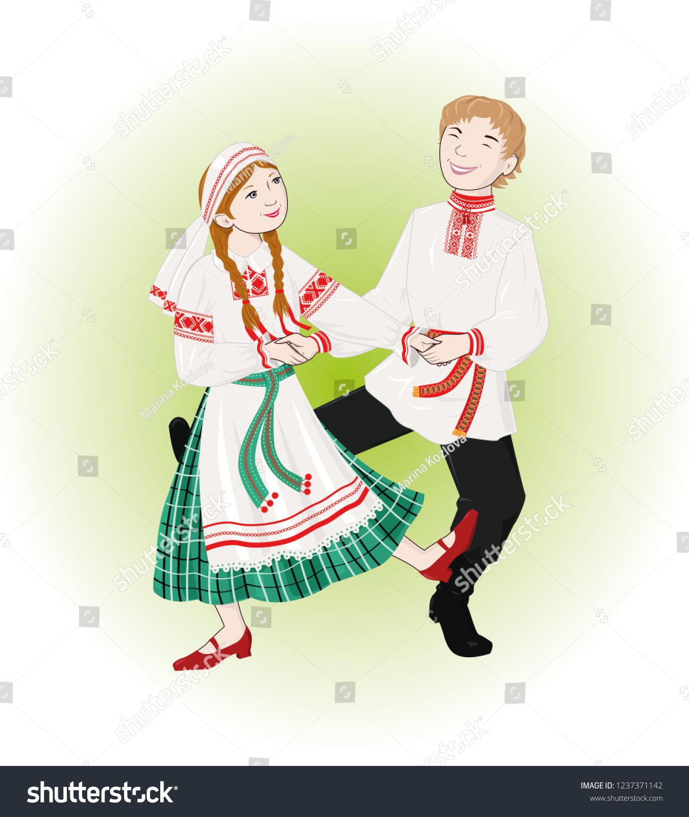 Дети танцуют в белорусских костюмах