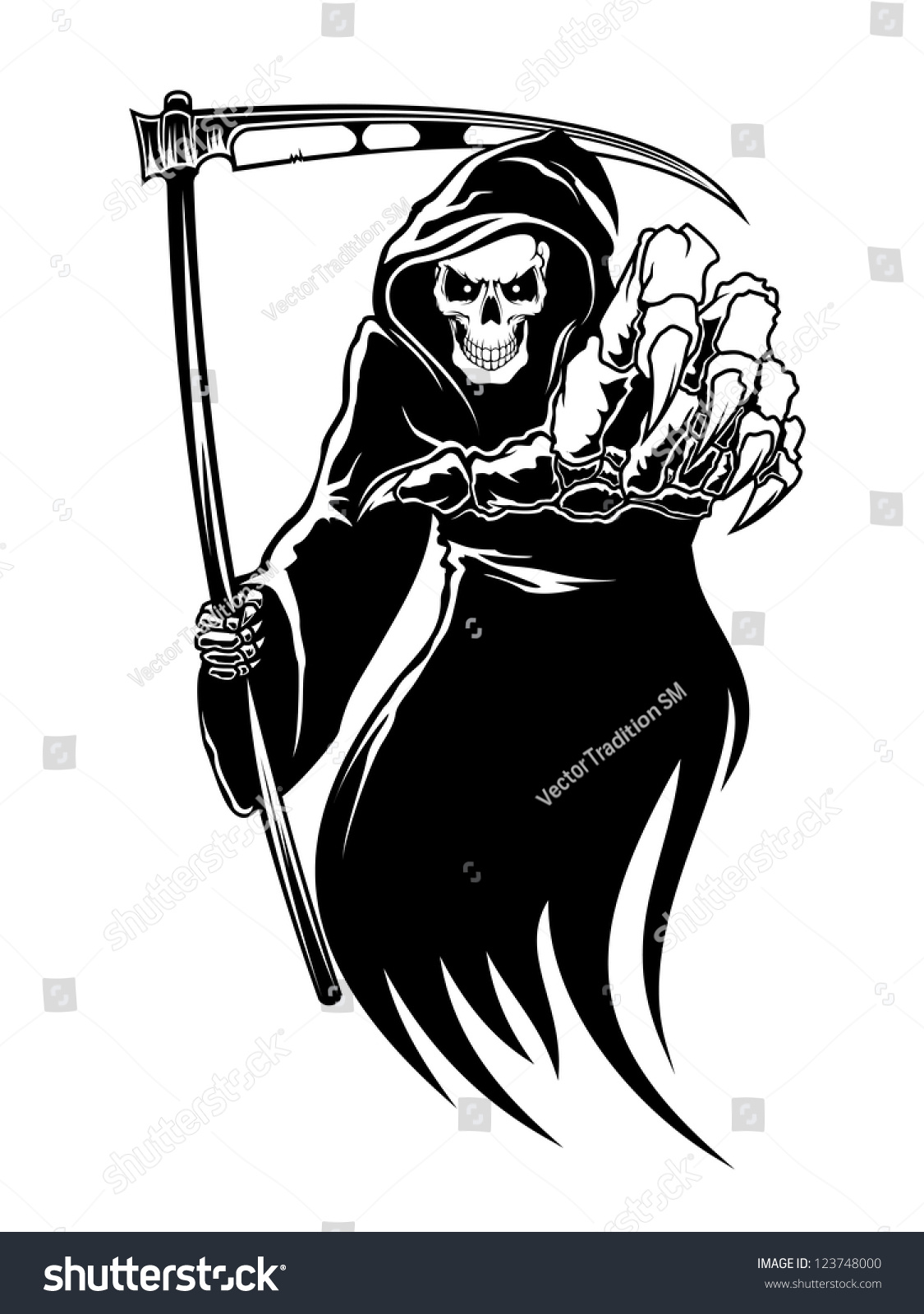 Black Death Monster Scythe Halloween Concept Stock Illustration ...