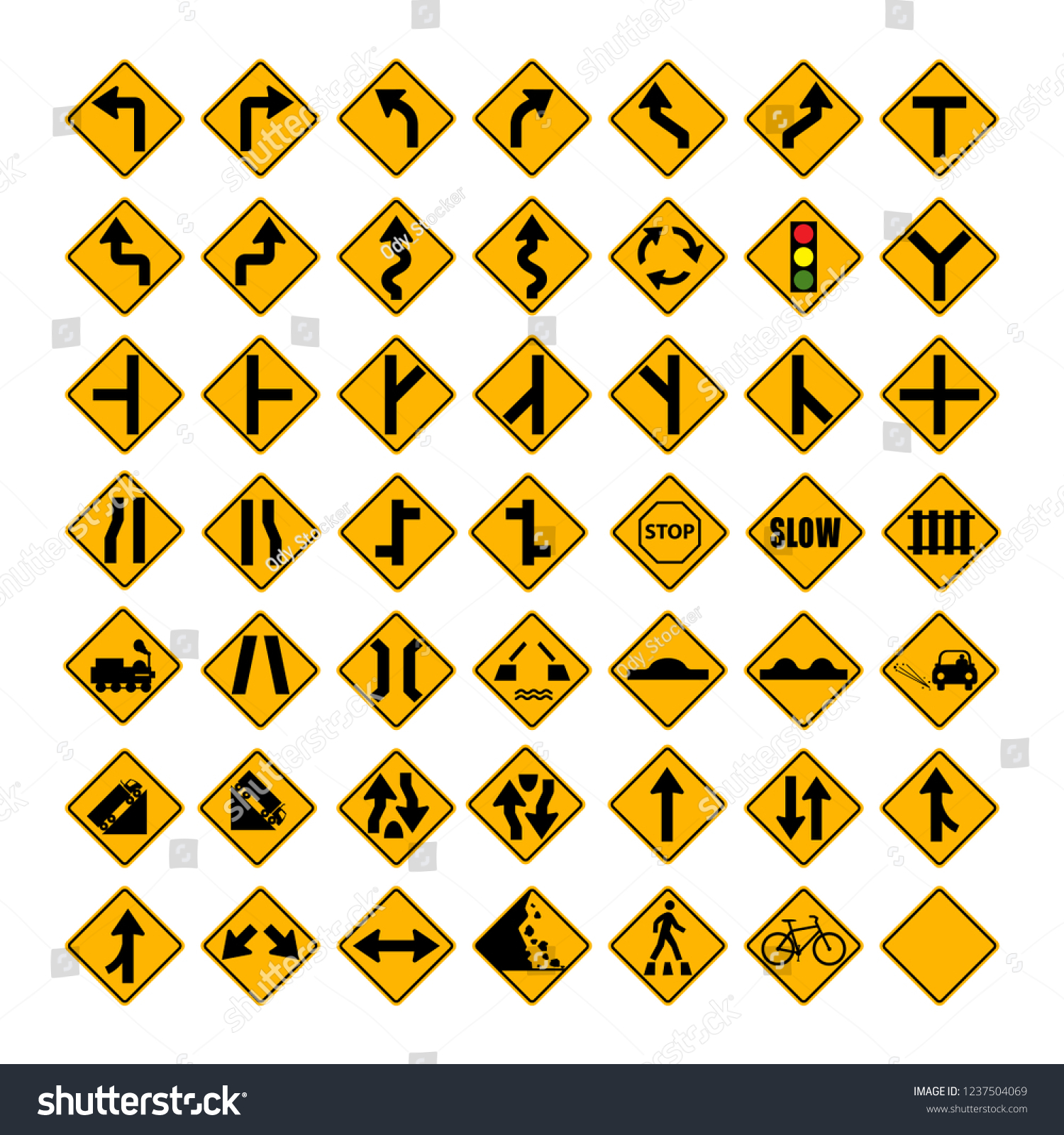 Standard Warning Traffic Sign Collection Stock Vector (Royalty Free ...