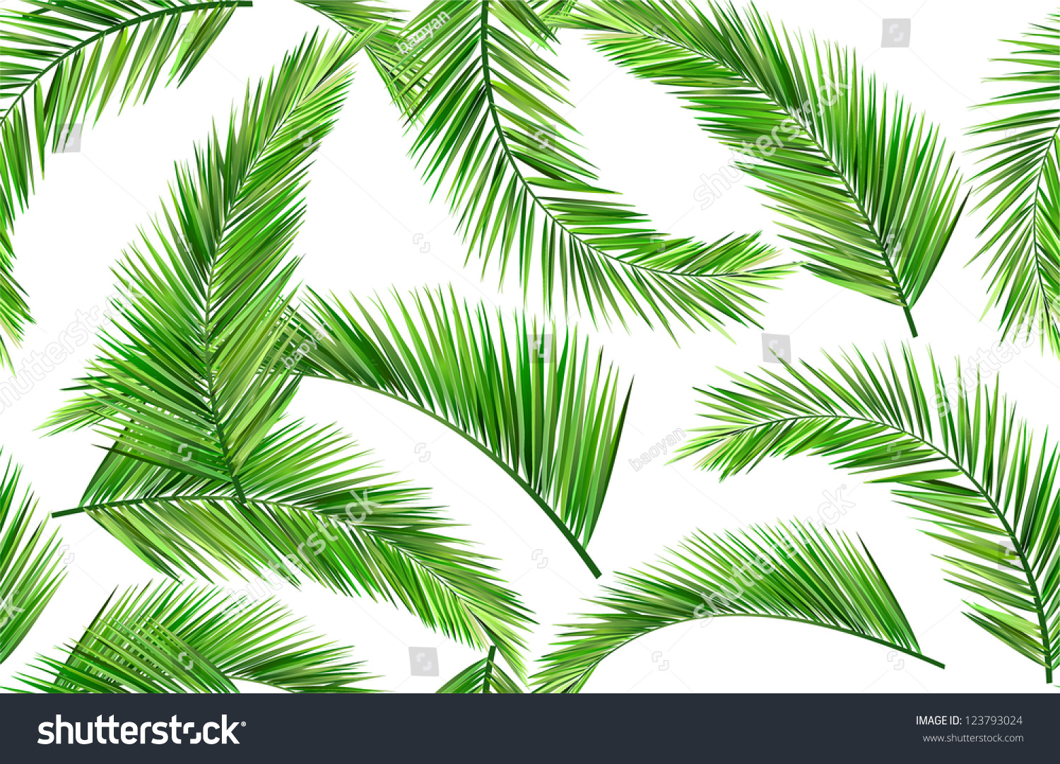 Seamless Repeat Coconut Leaves Stock Vector (Royalty Free) 123793024 ...