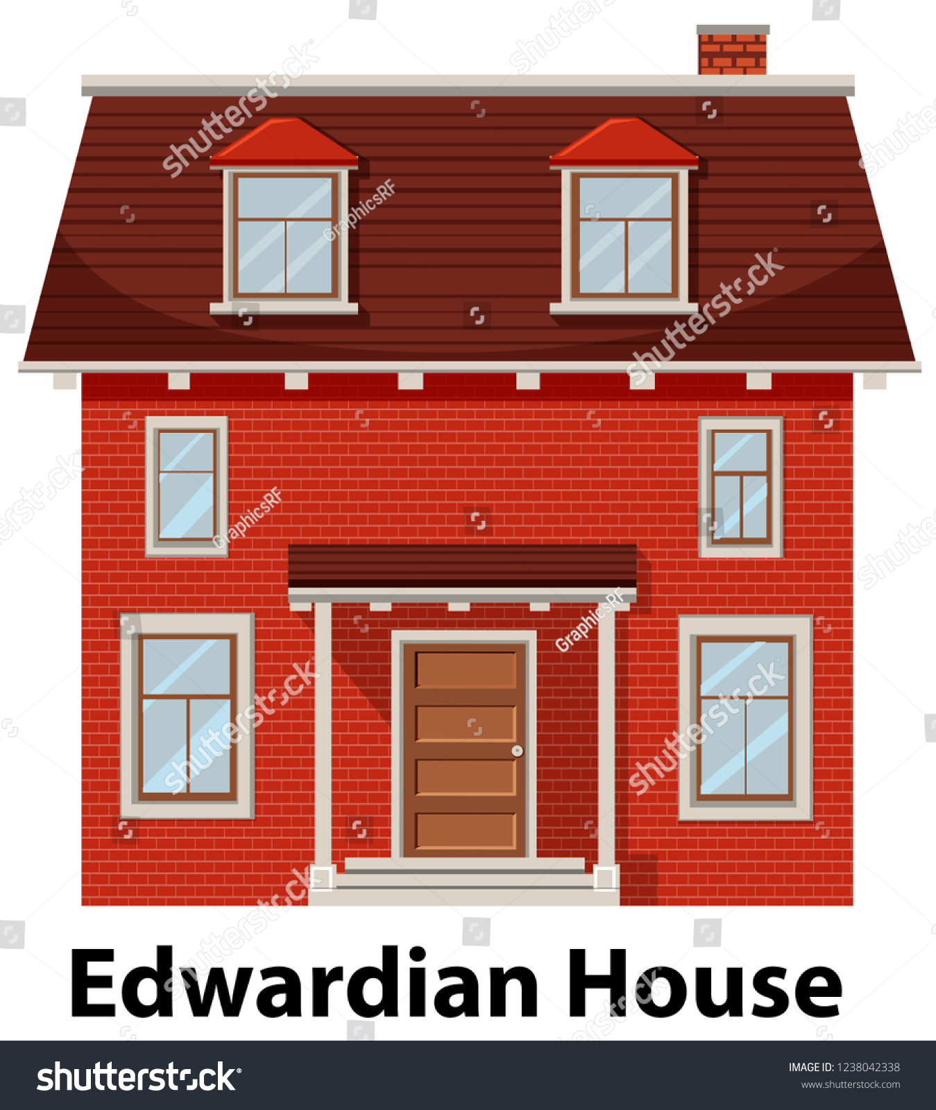 Edwardian House On White Background Illustration Stock Vector Royalty   Stock Vector Edwardian House On White Background Illustration 1238042338 