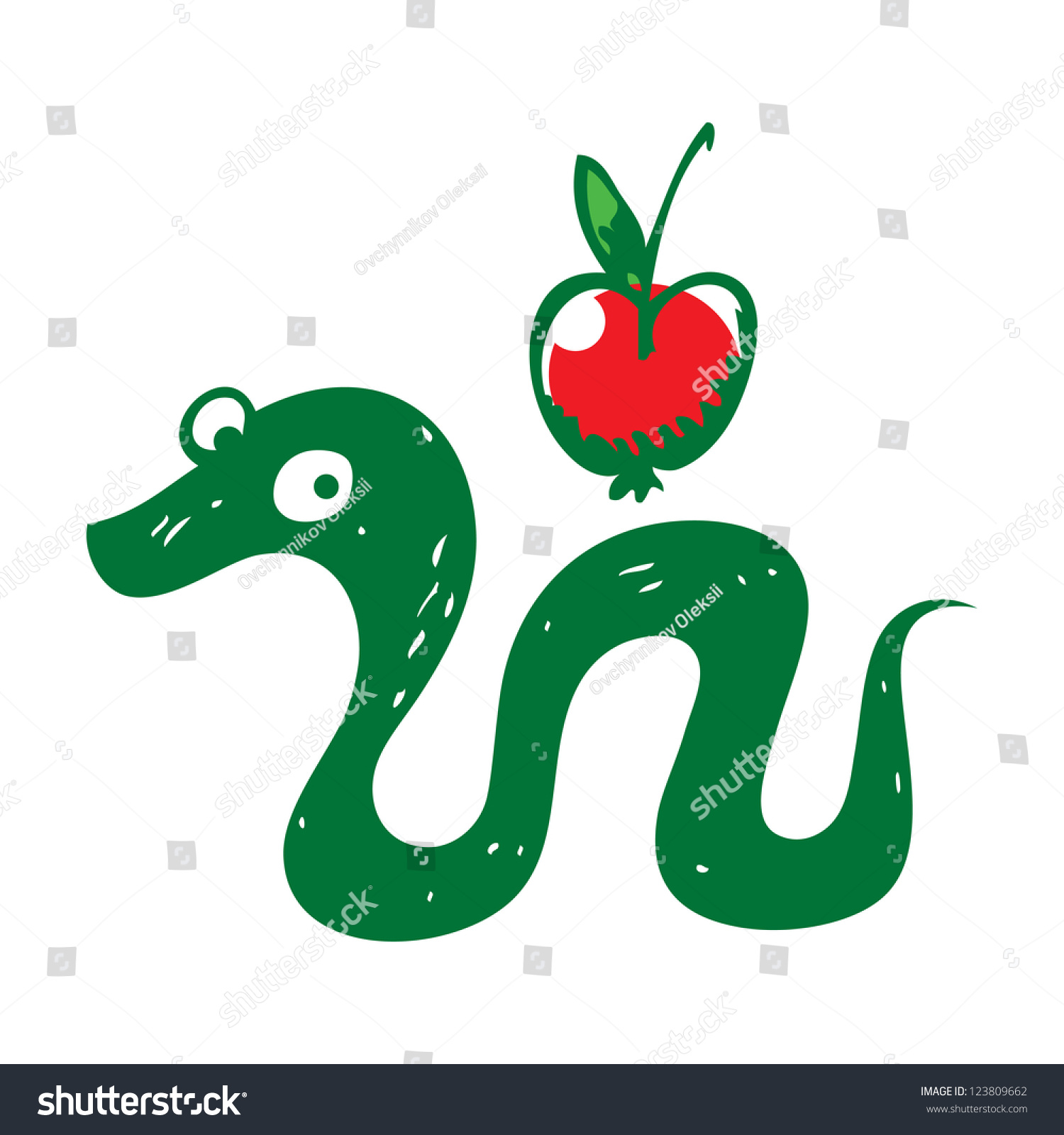 snake and apple clipart