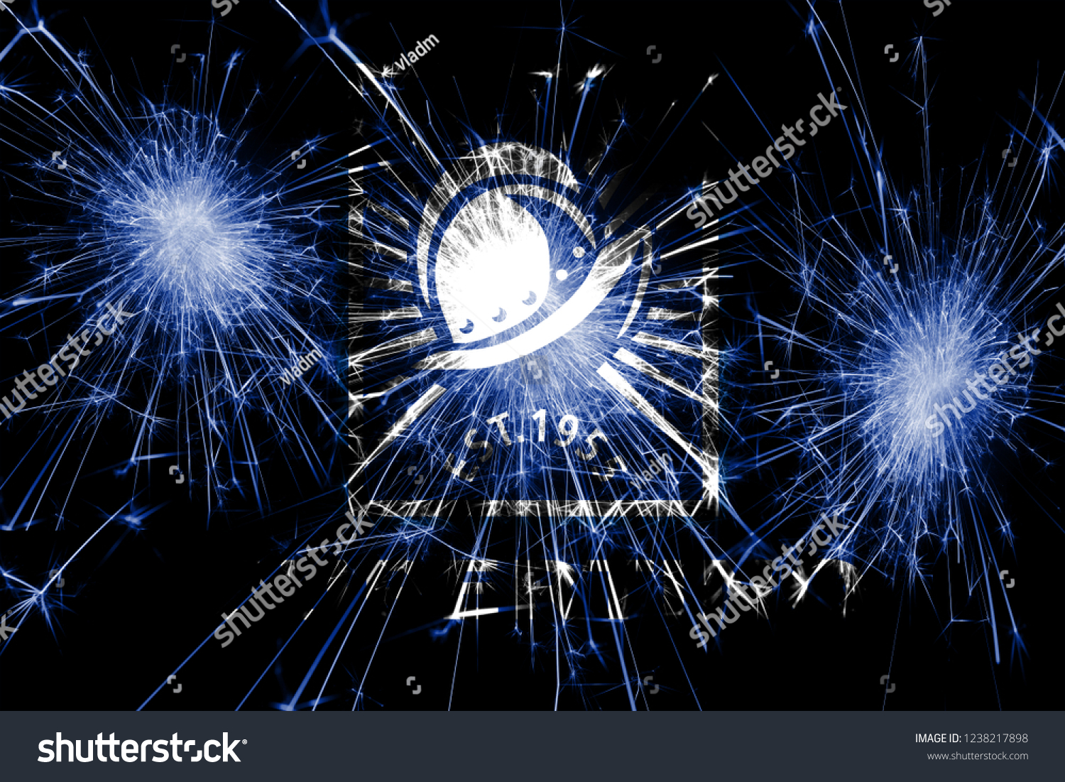 Cupertino California Fireworks Sparkling Flag New Stock Illustration