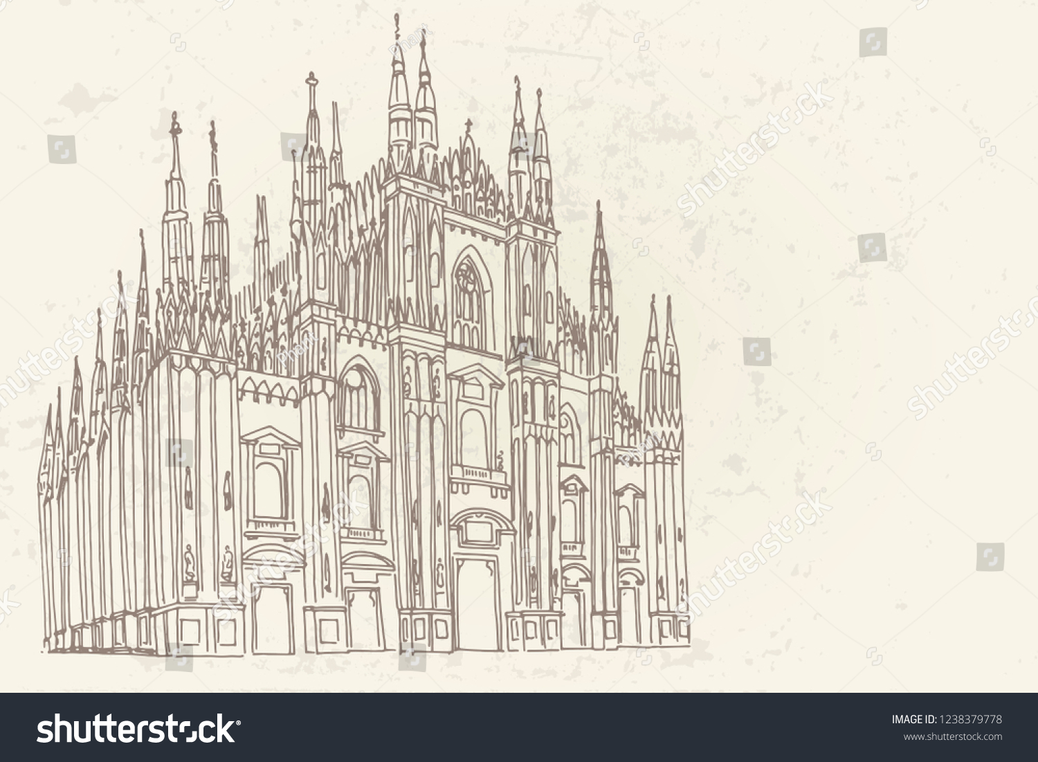 Duomo Cathedral Milan Vector Sketch Stock Vector (Royalty Free ...