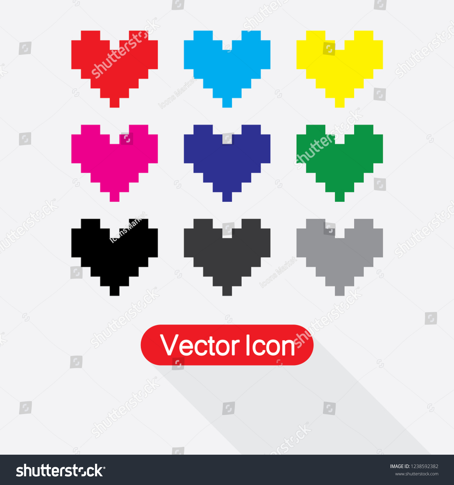 Pixel Art Heart Love You Color Stock Vector (Royalty Free) 1238592382 ...