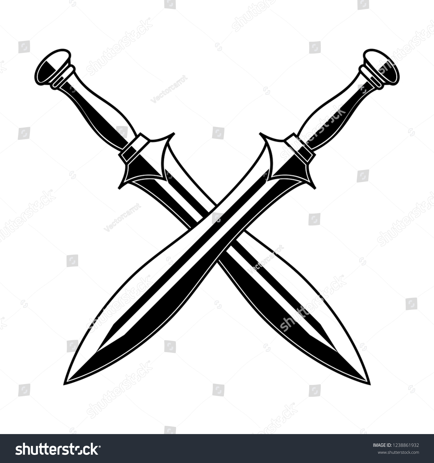Crossed Medieval Swords On White Background Stock Vector (Royalty Free ...