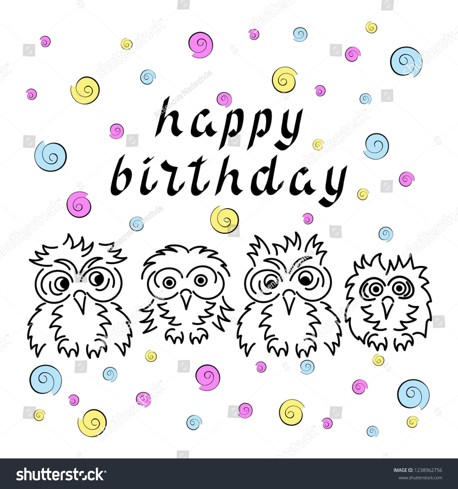 Happy Birthday Hand Lettering Vector Illustration Stock Vector (royalty 