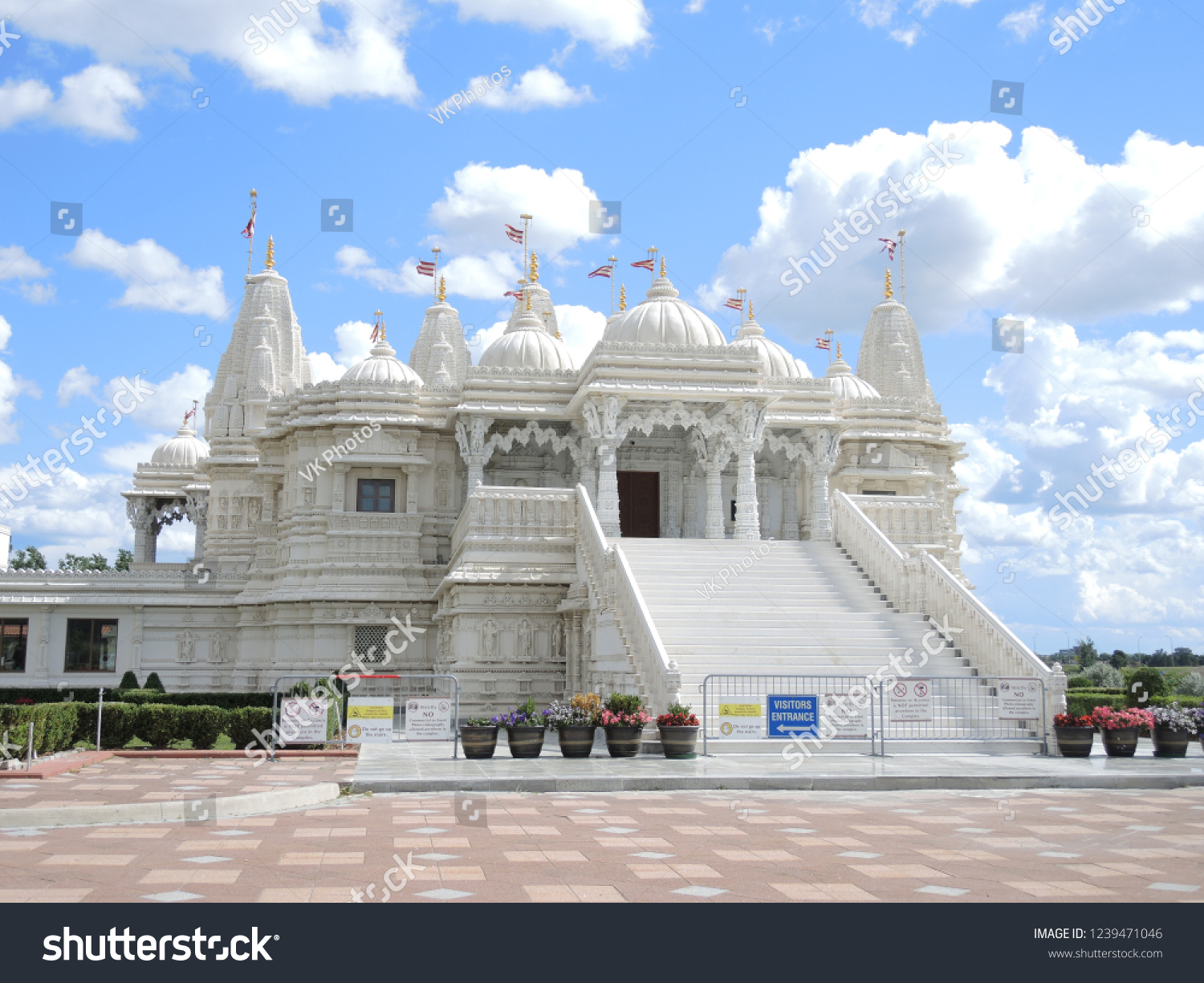 Baps Shri Swaminarayan Mandir Toronto Canada Stock Photo 1239471046   Stock Photo The Baps Shri Swaminarayan Mandir In Toronto Canada Against A Beautiful Backdrop Of White Clouds 1239471046 