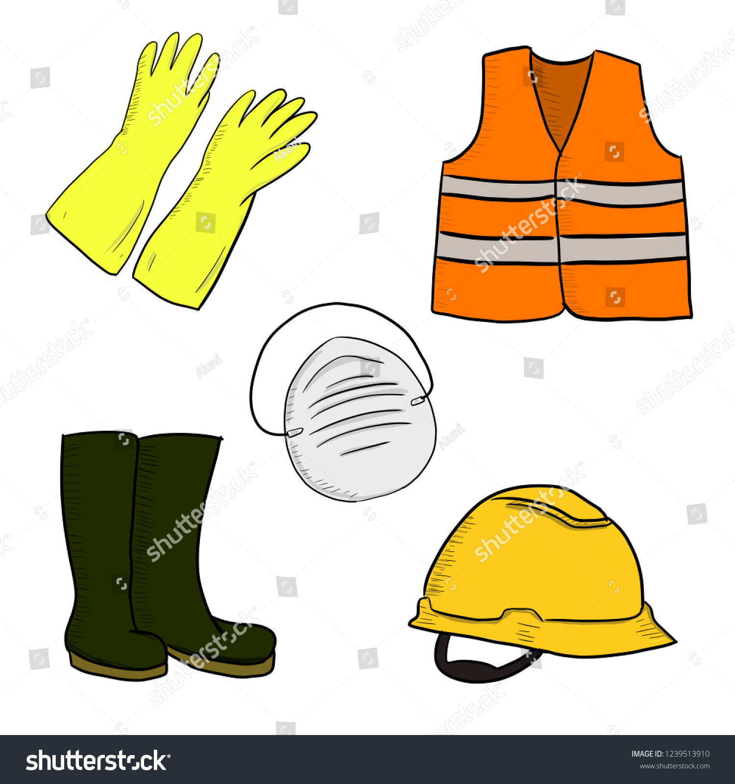 Worker Job Safety Equipment Illustration Industries Stock Vector ...