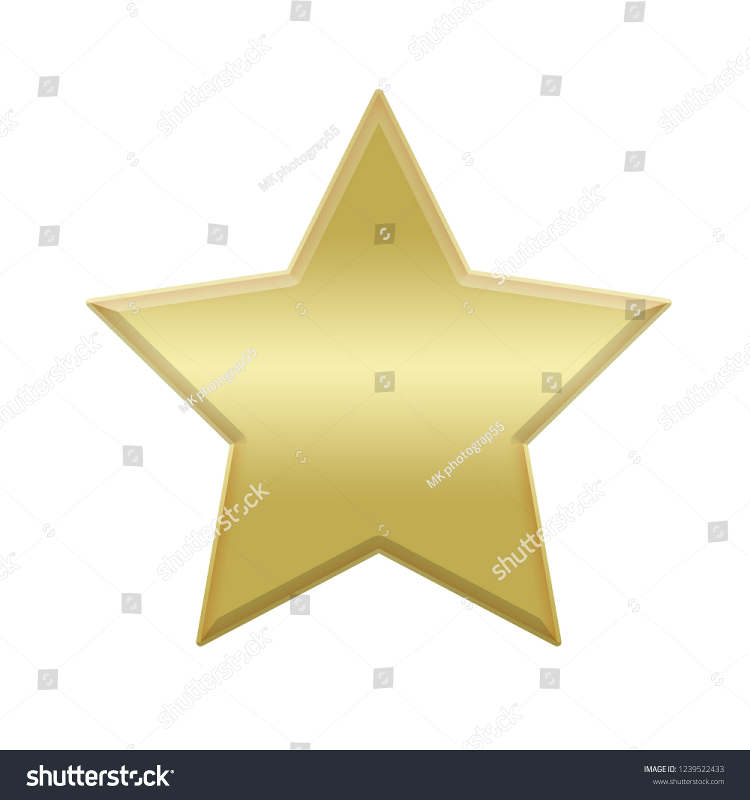 Gold Star Isolated On White Background Stock Illustration 1239522433 ...