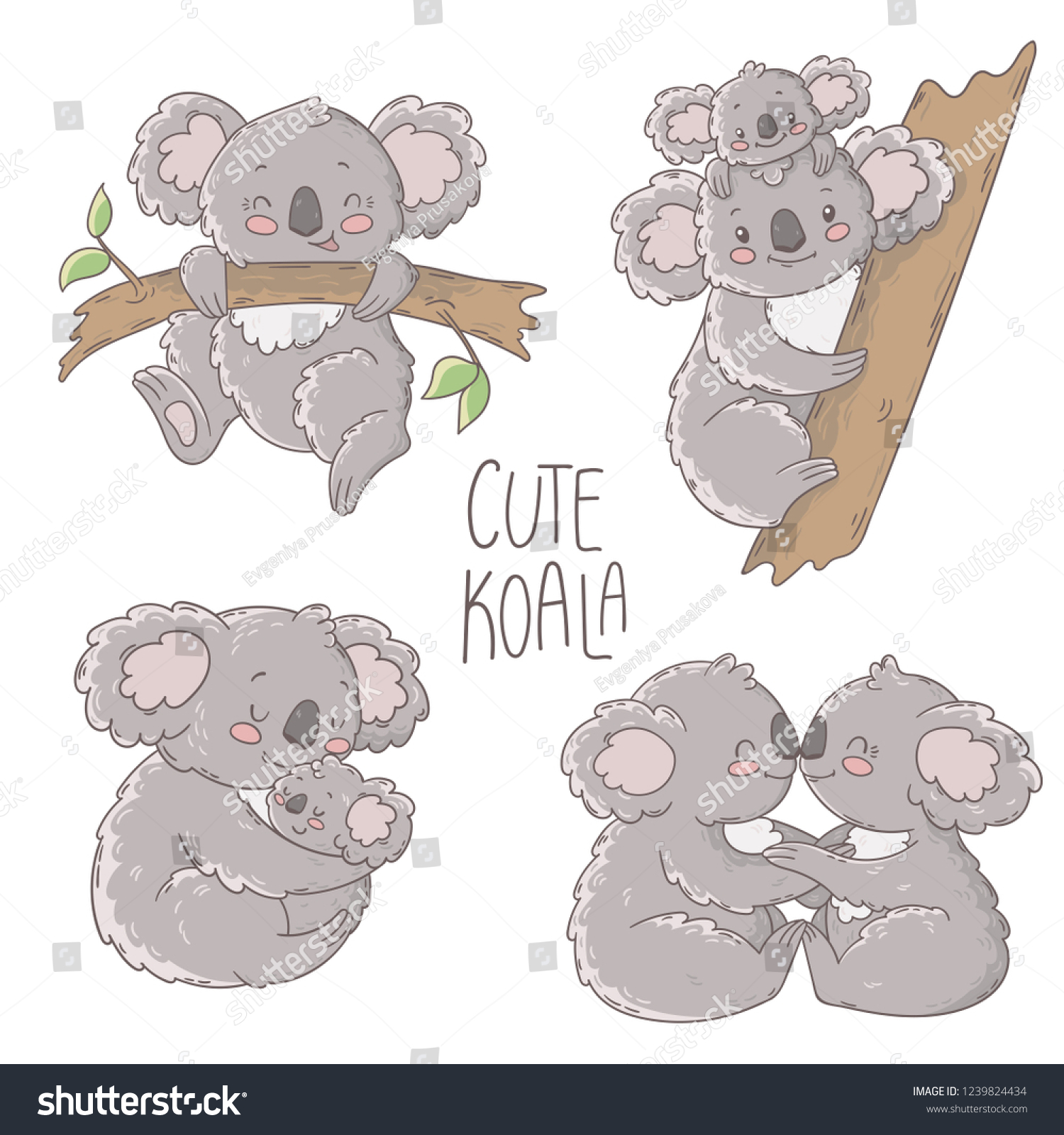 Cute Koala Illustration Vector Set Stock Vector (Royalty Free ...