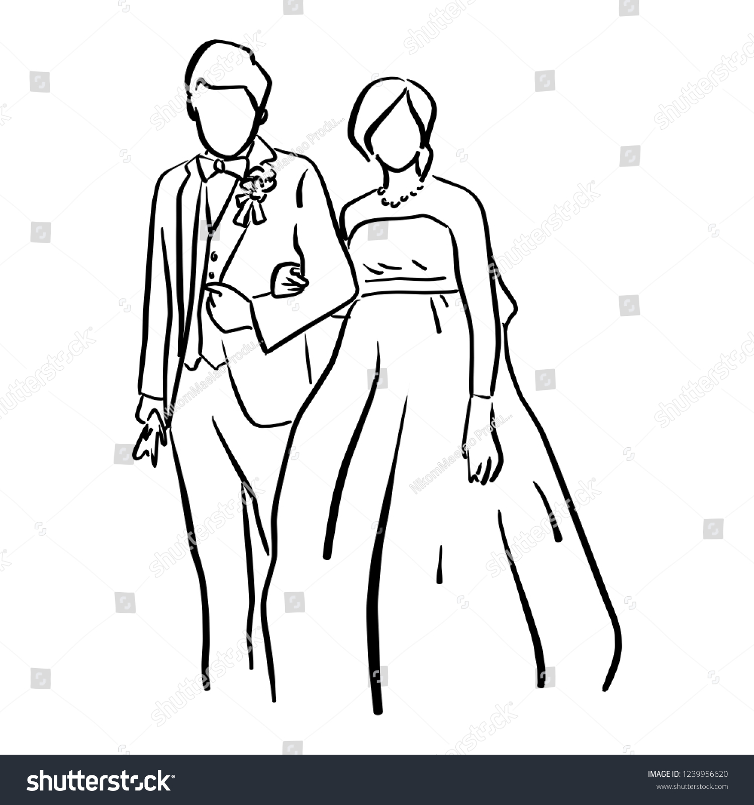 Wedding Couple Bride Groom Standing Together Stock Vector (Royalty Free ...