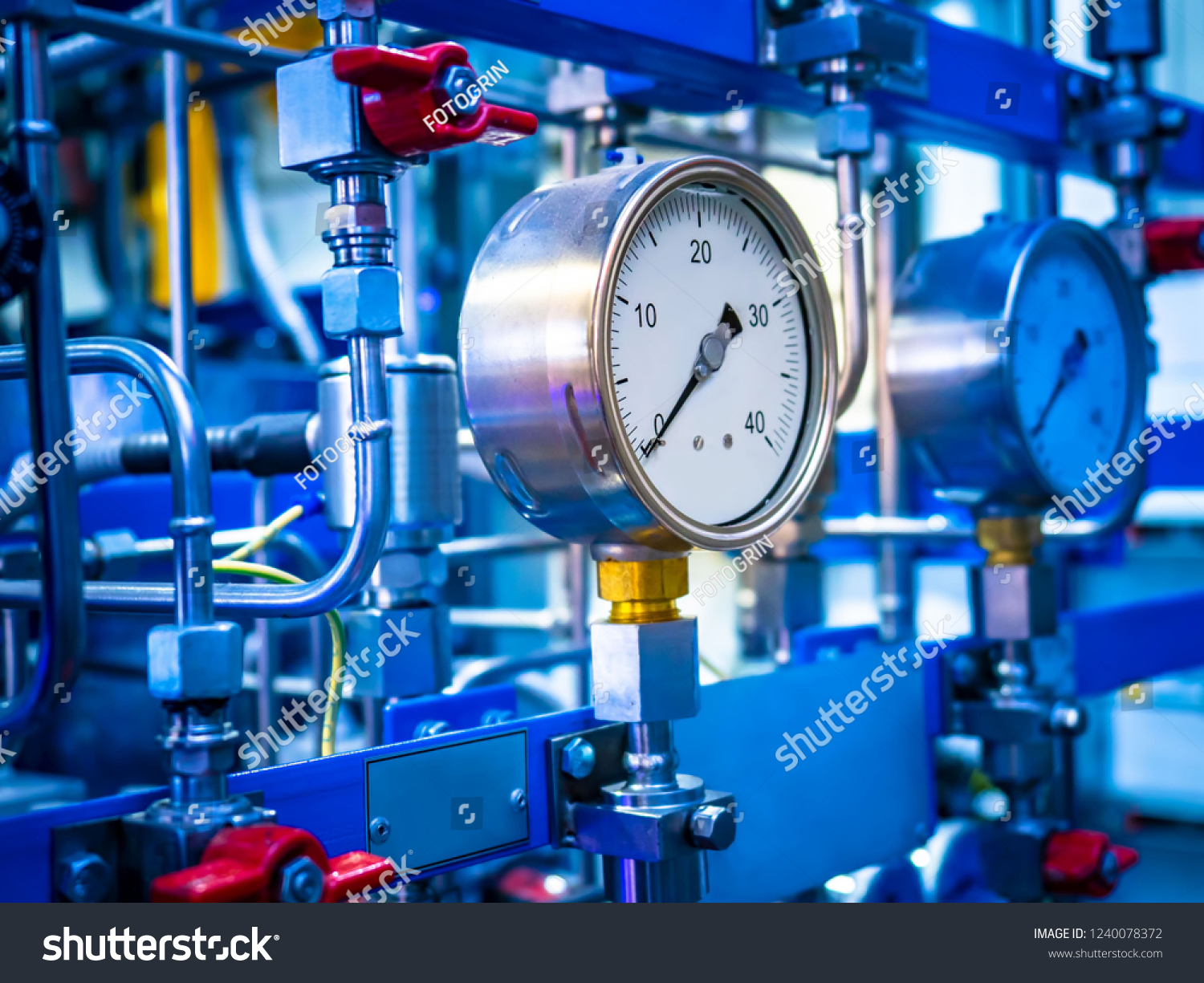 Chemical Industry Pressure Gauge Check Fluid Stock Photo 1240078372