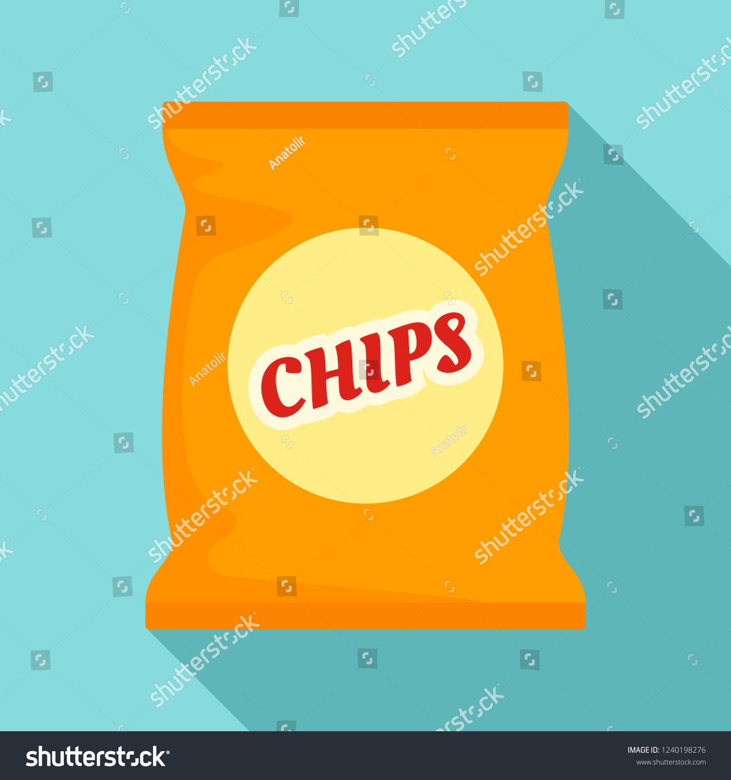 Yellow Chips Pack Icon Flat Illustration Stock Vector (royalty Free 