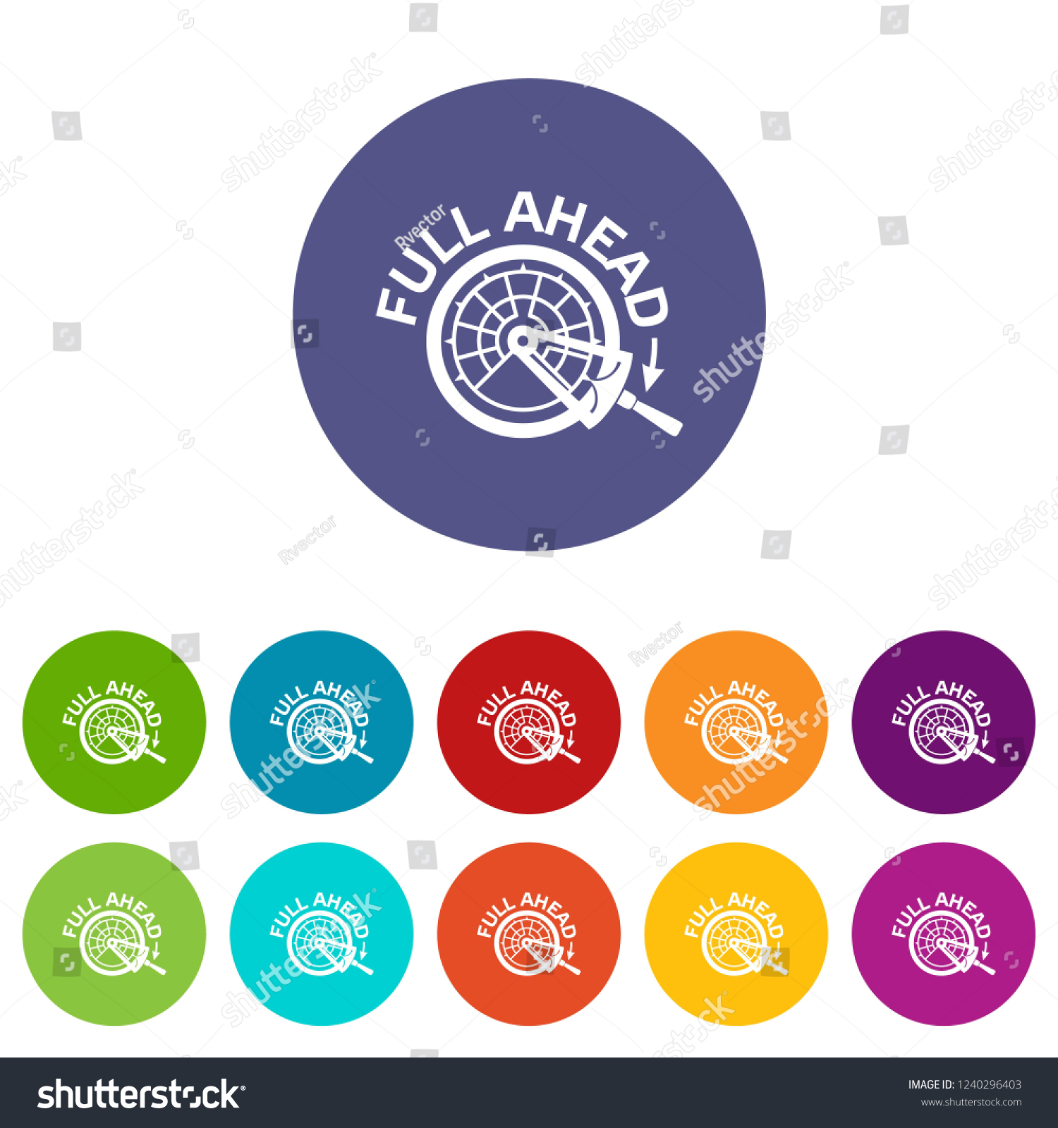 Full Ahead Icons Color Set Vector Stock Vector (Royalty Free ...