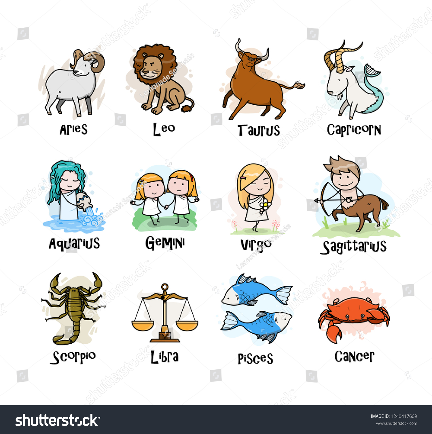 Collection Zodiac Symbols Icon Hand Drawn Stock Vector (royalty Free 