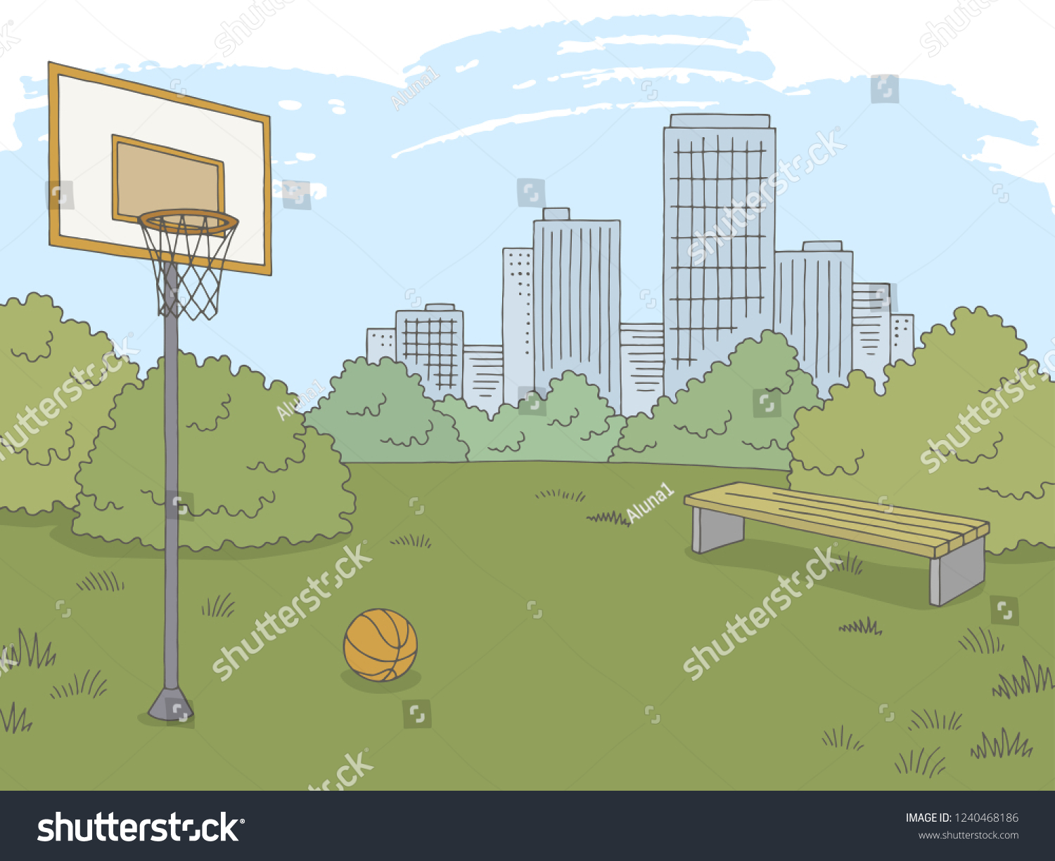 Street Sport Basketball Graphic Color City Stock Vector (Royalty Free ...