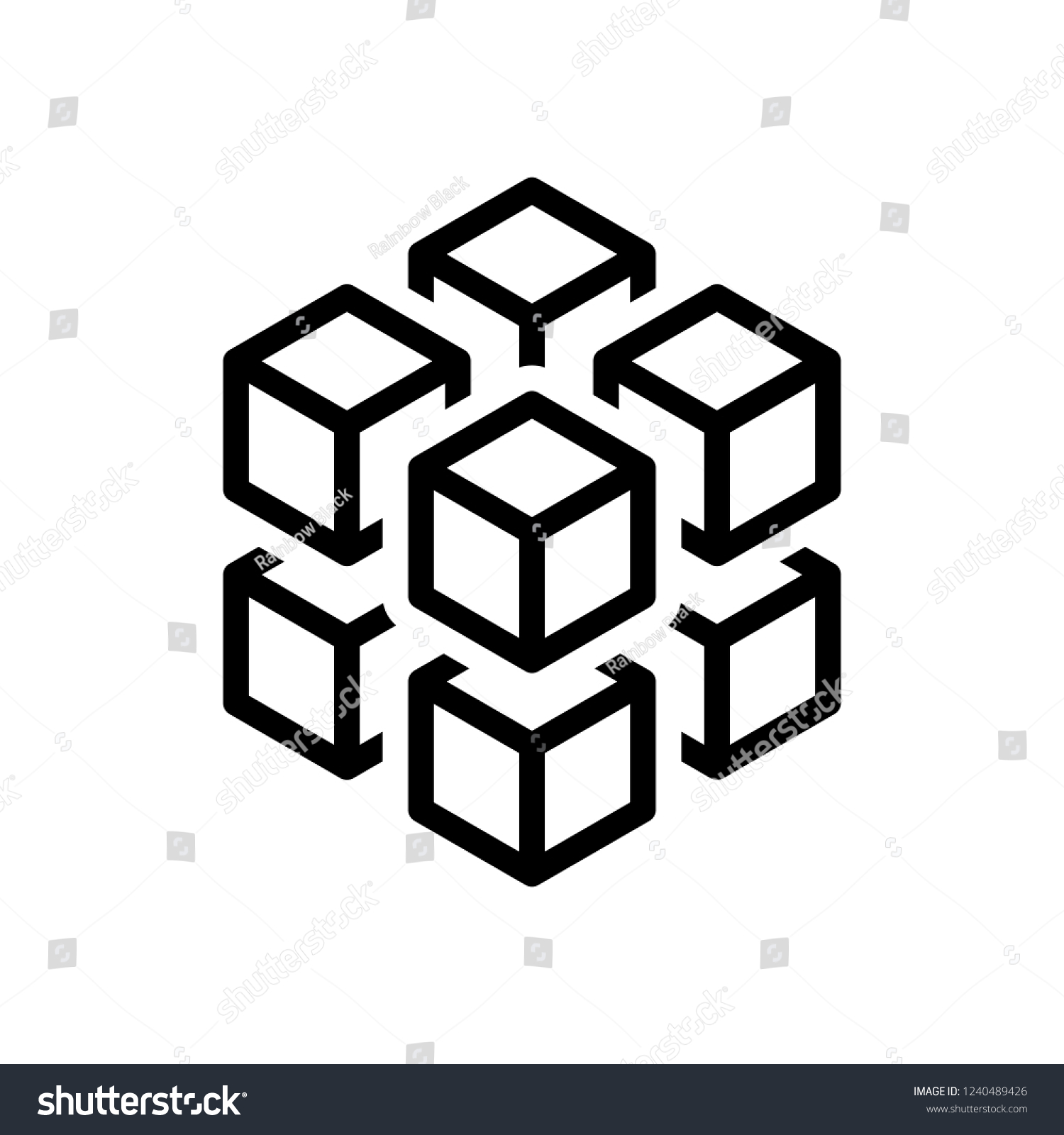 3d Cube Eight Blocks Icon Rubik Stock Vector (Royalty Free) 1240489426 ...