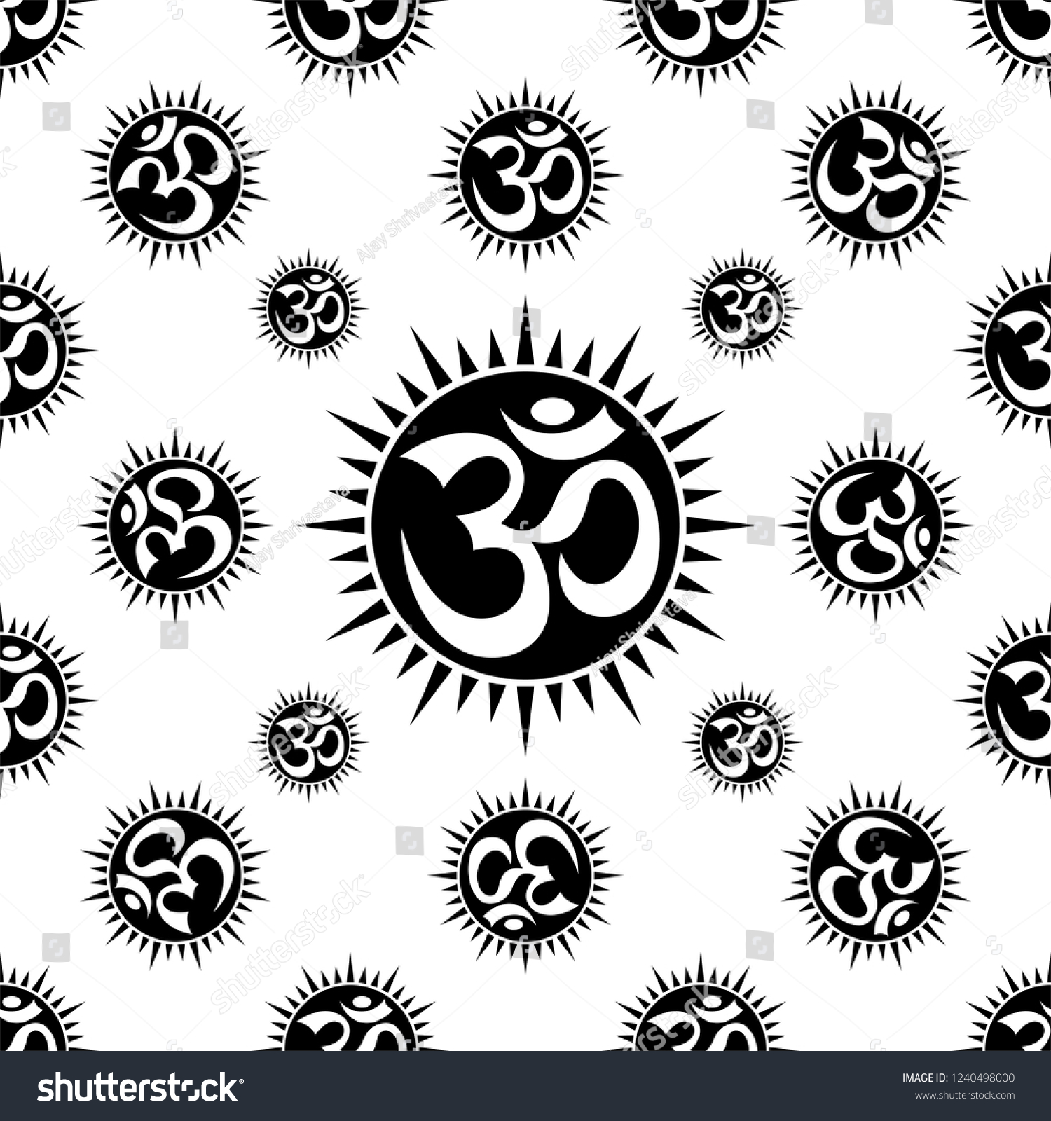 Aum Om Holy Motif Seamless Pattern Stock Vector (Royalty Free ...