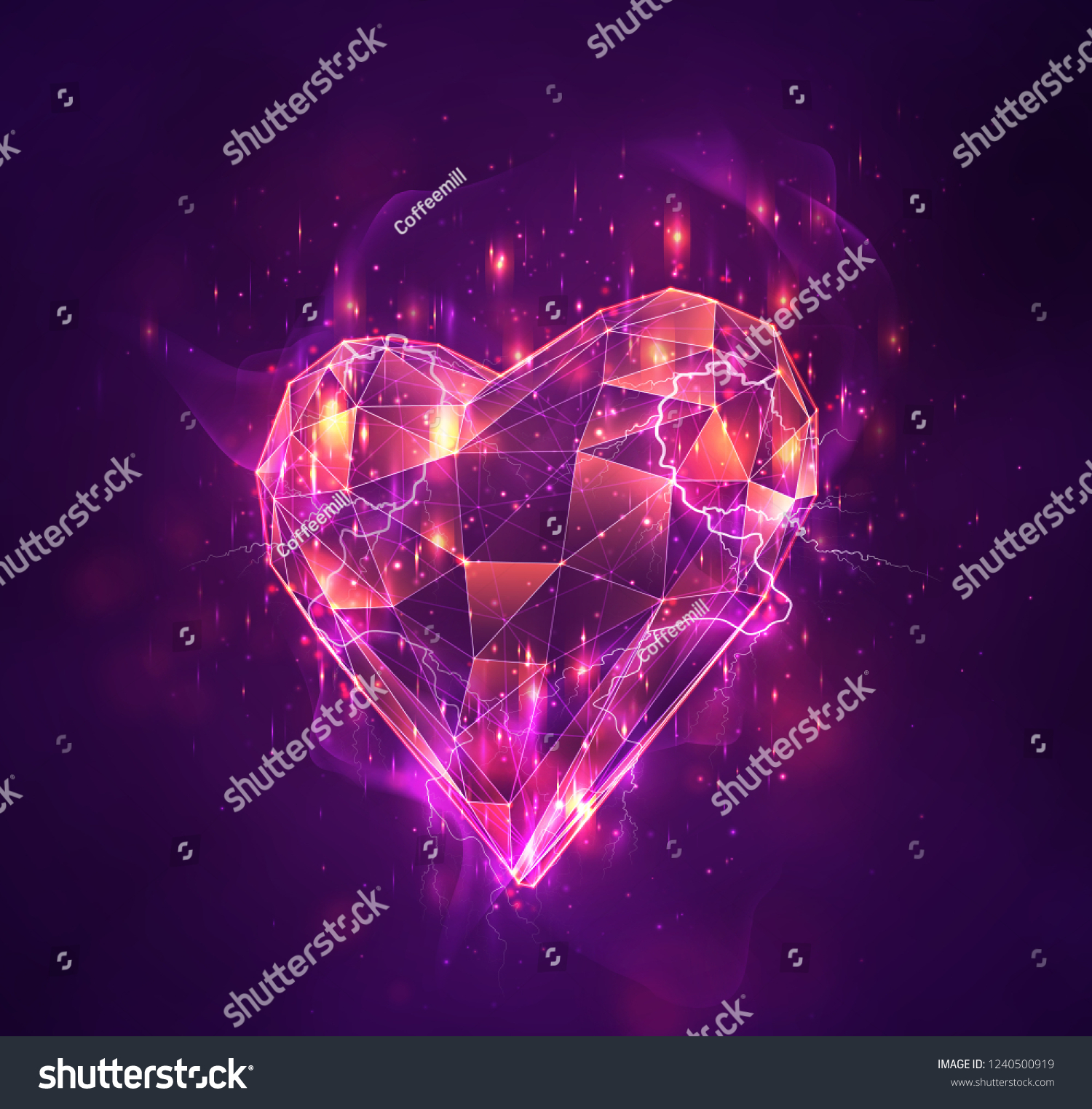 Vector Heart Thunderbolt Passion Elements Neon Stock Vector (Royalty ...