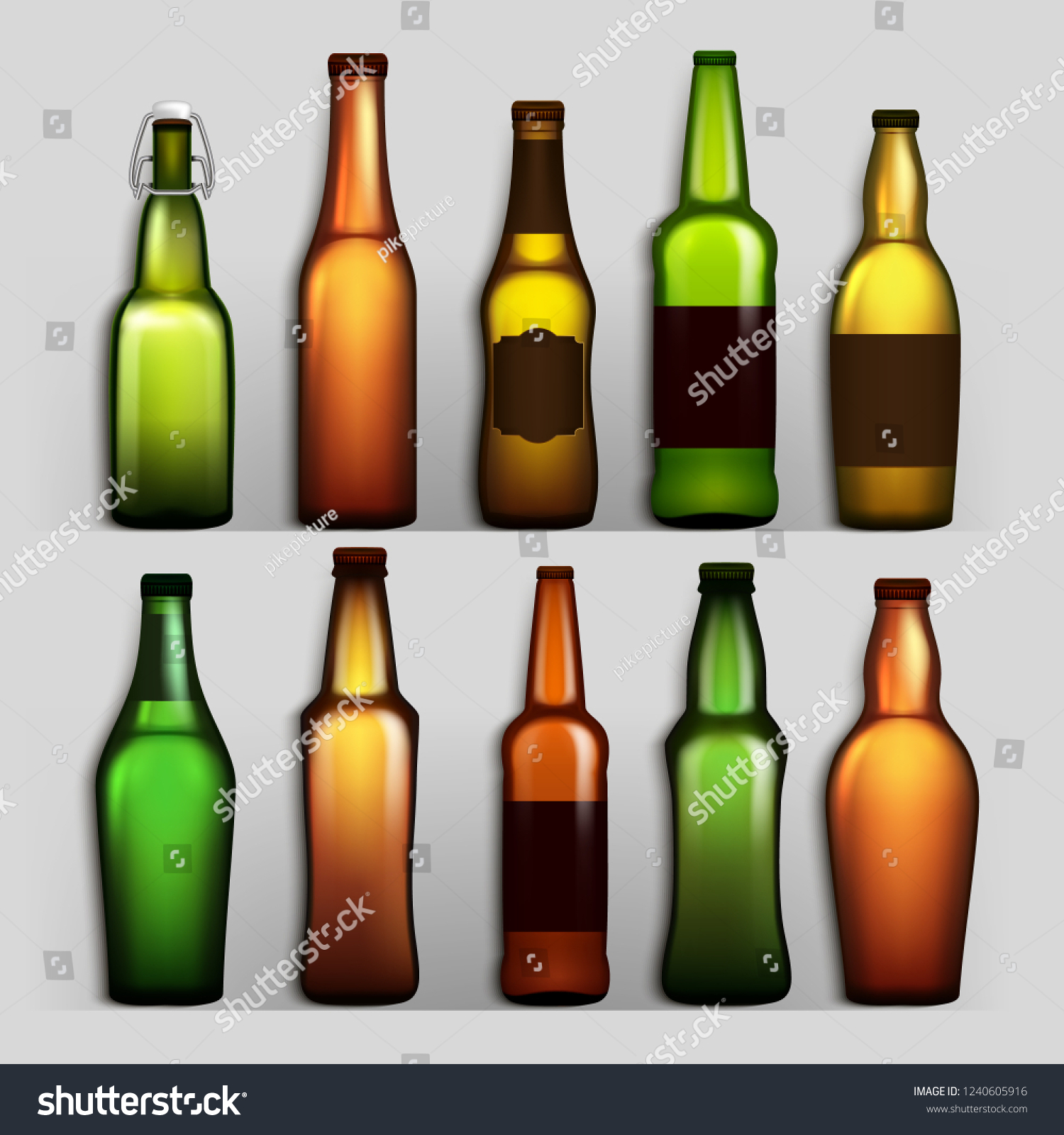 Beer Bottles Set Vector Different Empty Stock Vector Royalty Free