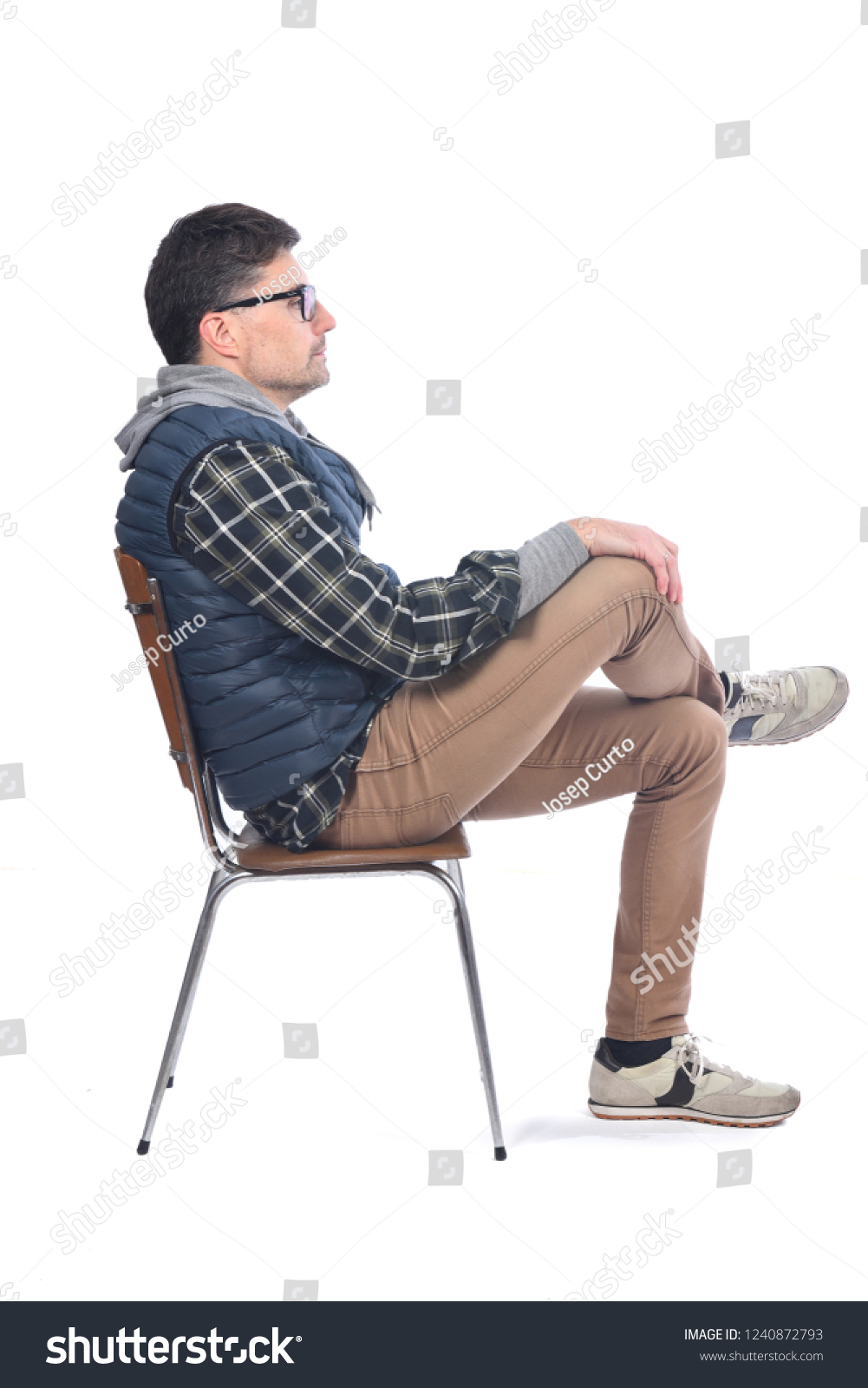 Portrait Man Sitting On Chair Legs Stock Photo 1240872793 | Shutterstock