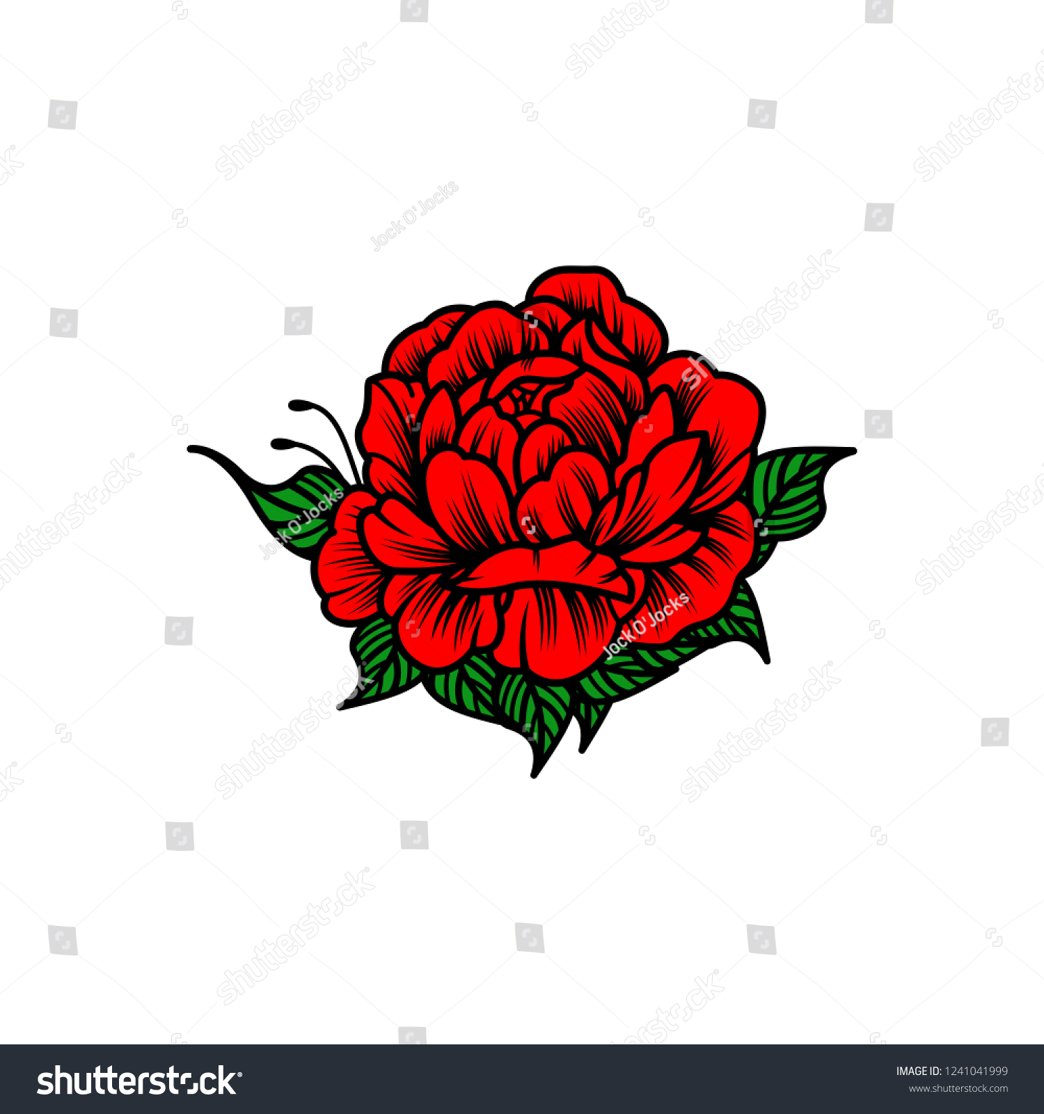 Red Rose Flower Vector Stock Vector Royalty Free 1241041999 Shutterstock 5662