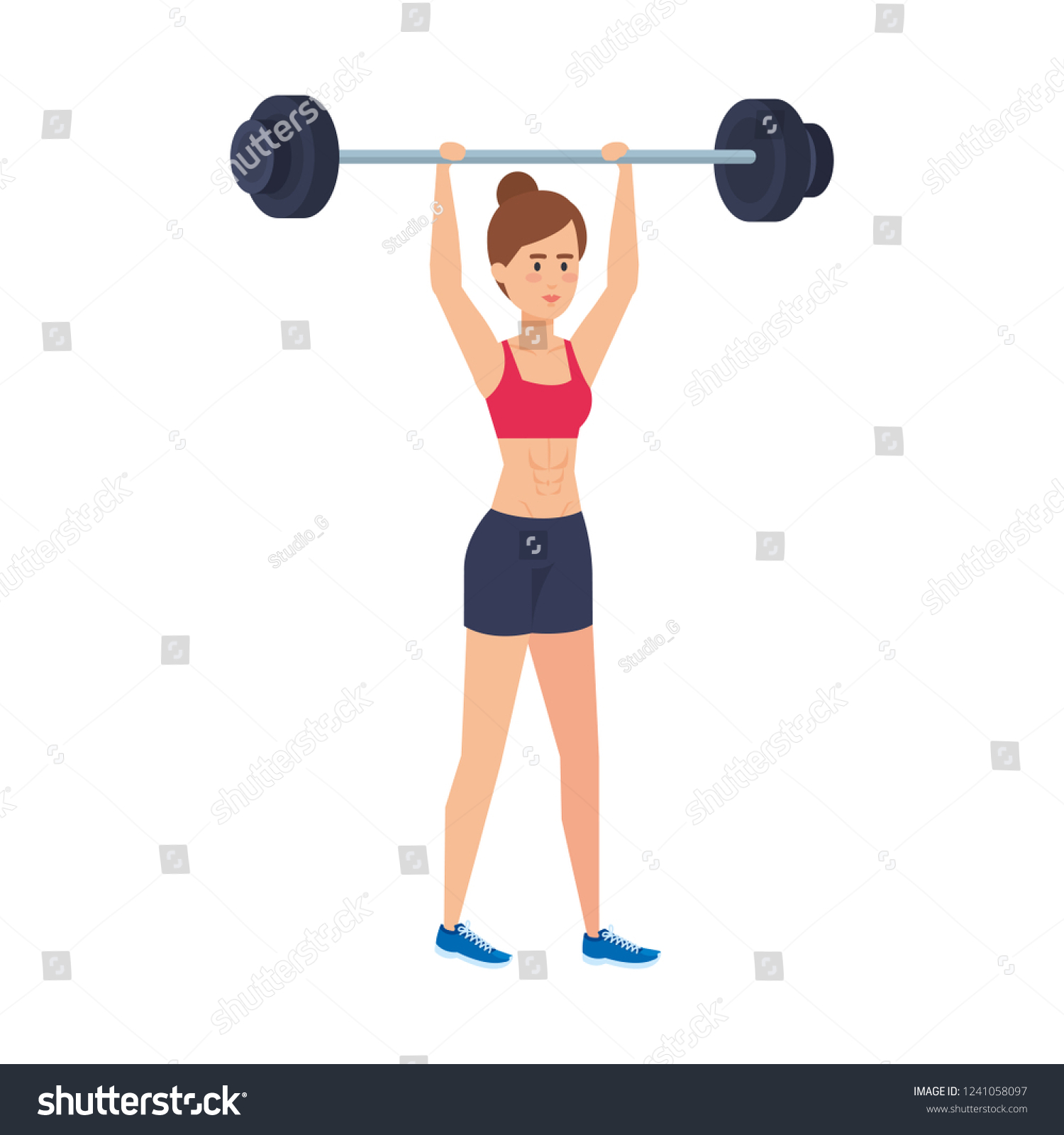 Strong Woman Lifting Weight Stock Vector (Royalty Free) 1241058097 ...