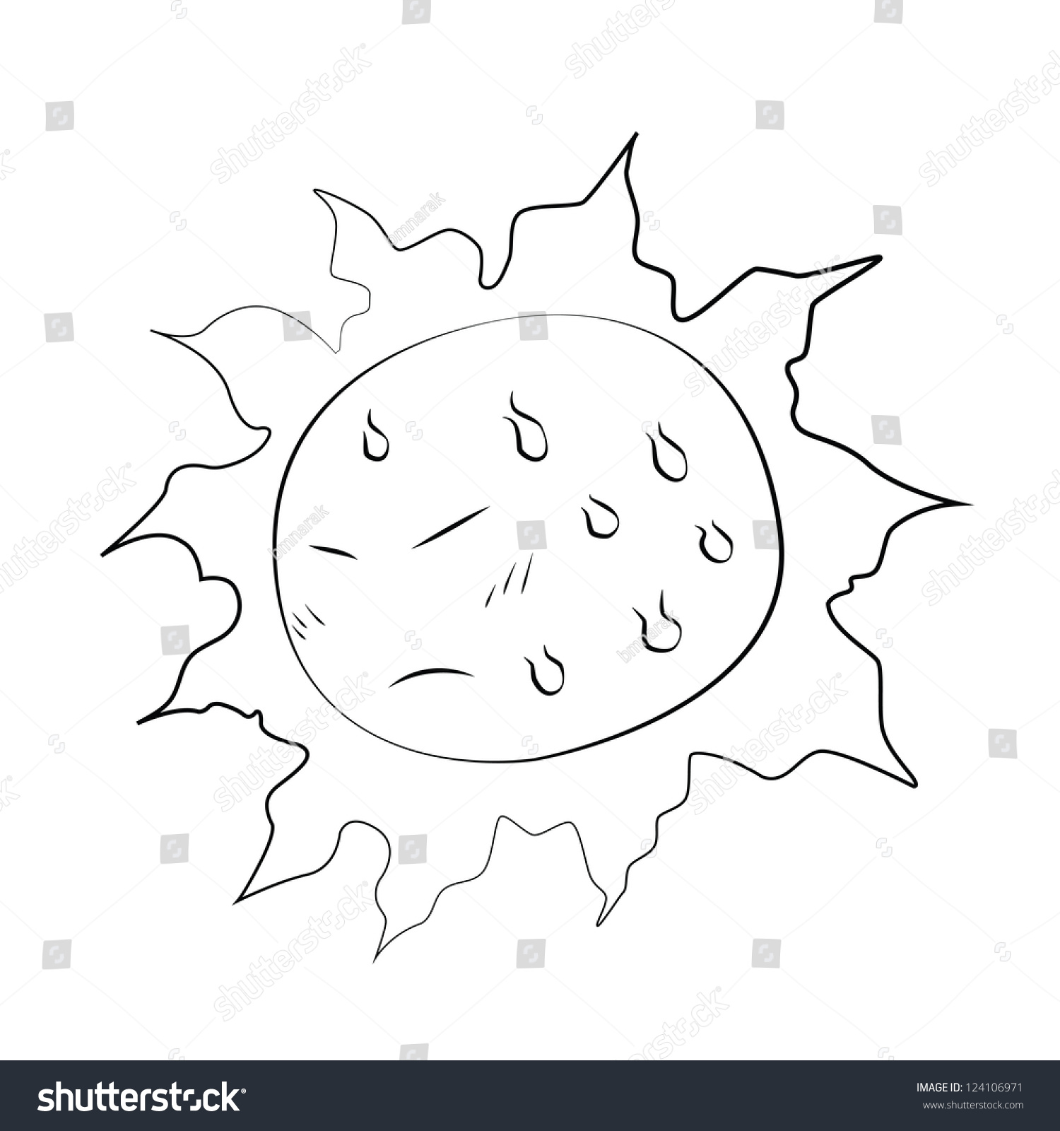 Black Outline Vector Sun On White Stock Vector (Royalty Free) 124106971 ...