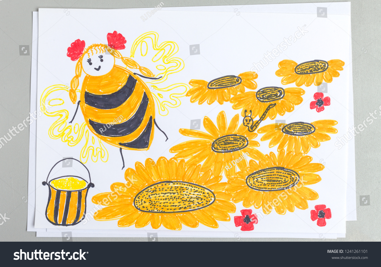 Рисование пчелы собирают нектар