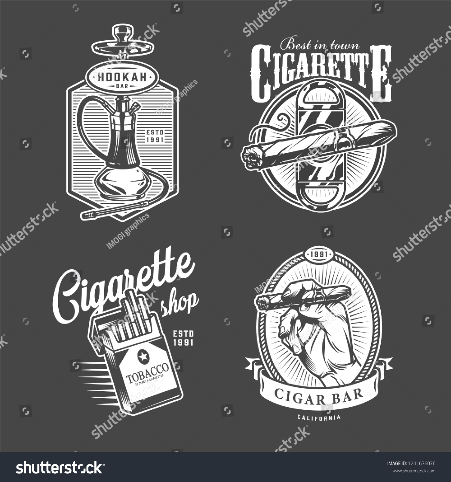 Vintage Hookah Cigar Bar Logos Shisha Stock Vector (Royalty Free ...