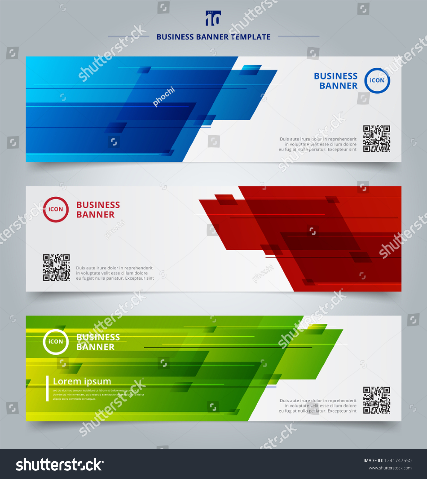 Set Banner Web Headers Template Abstract Stock Vector (Royalty Free ...