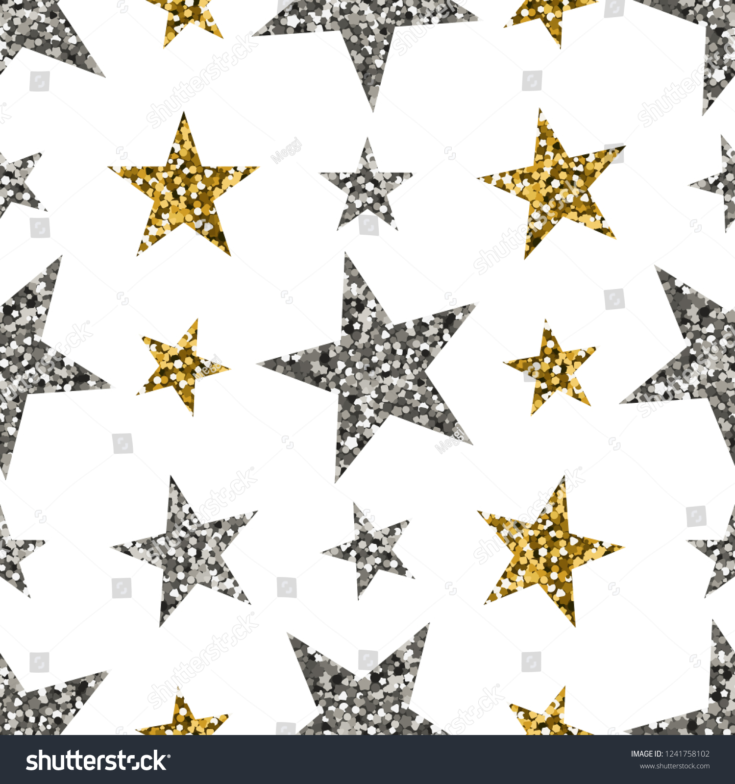 Gold Silver Stars On White Background Stock Vector Royalty Free