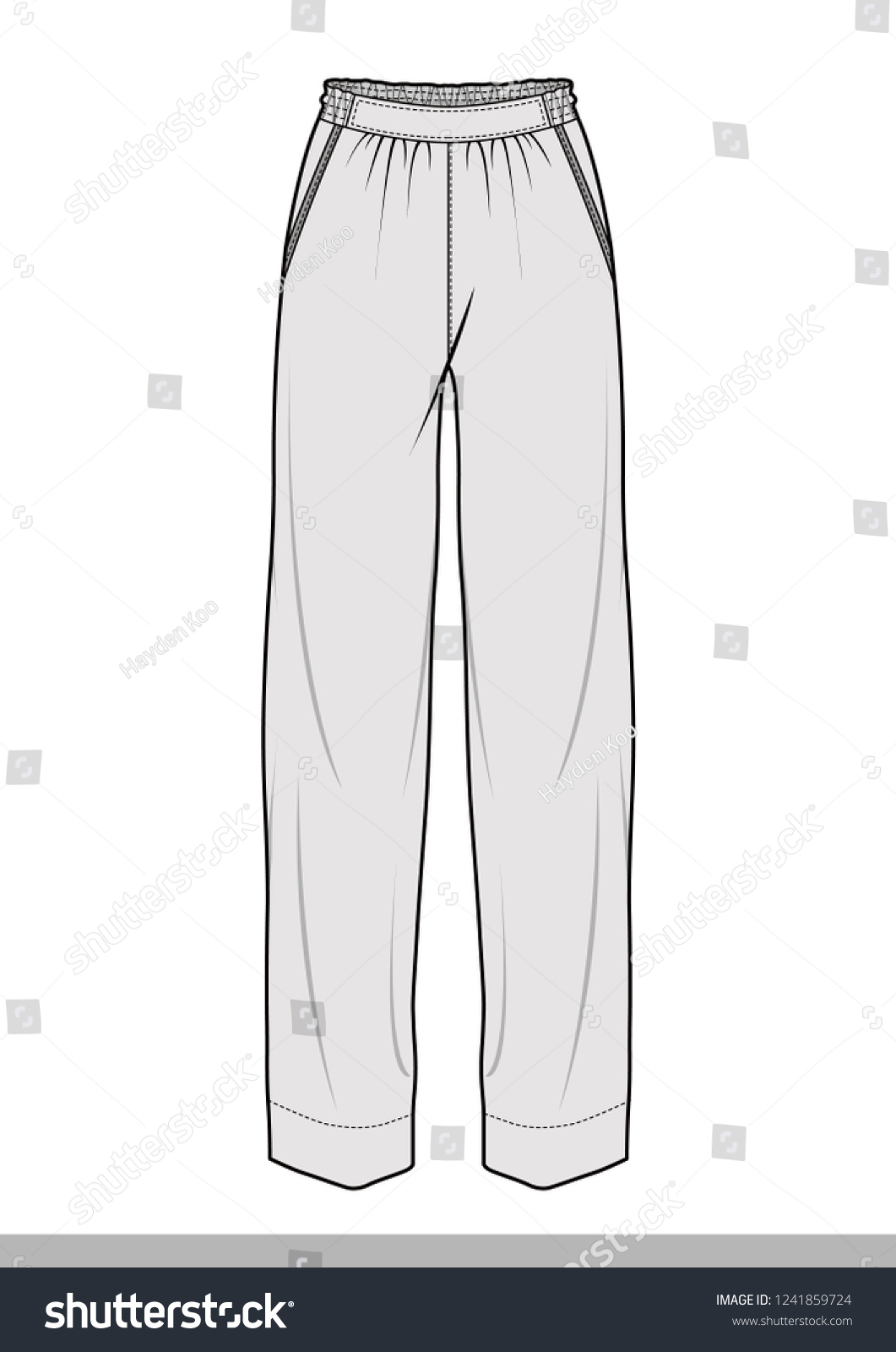 Pants Fashion Flat Technical Drawing Template Stock Vector (Royalty ...