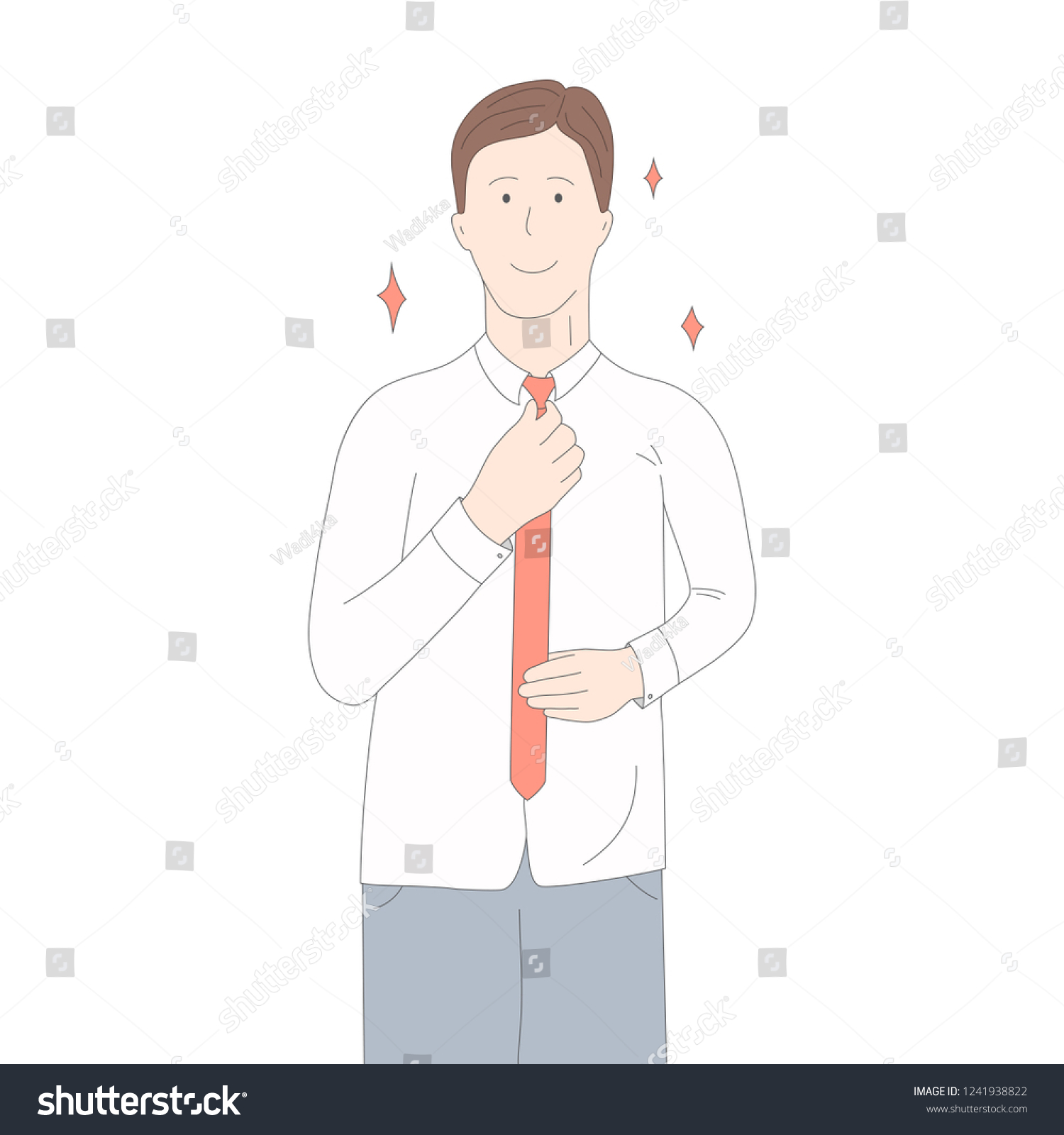 Guy Fixes Tie Vector Illustration Cartoon Stock Vector (Royalty Free ...