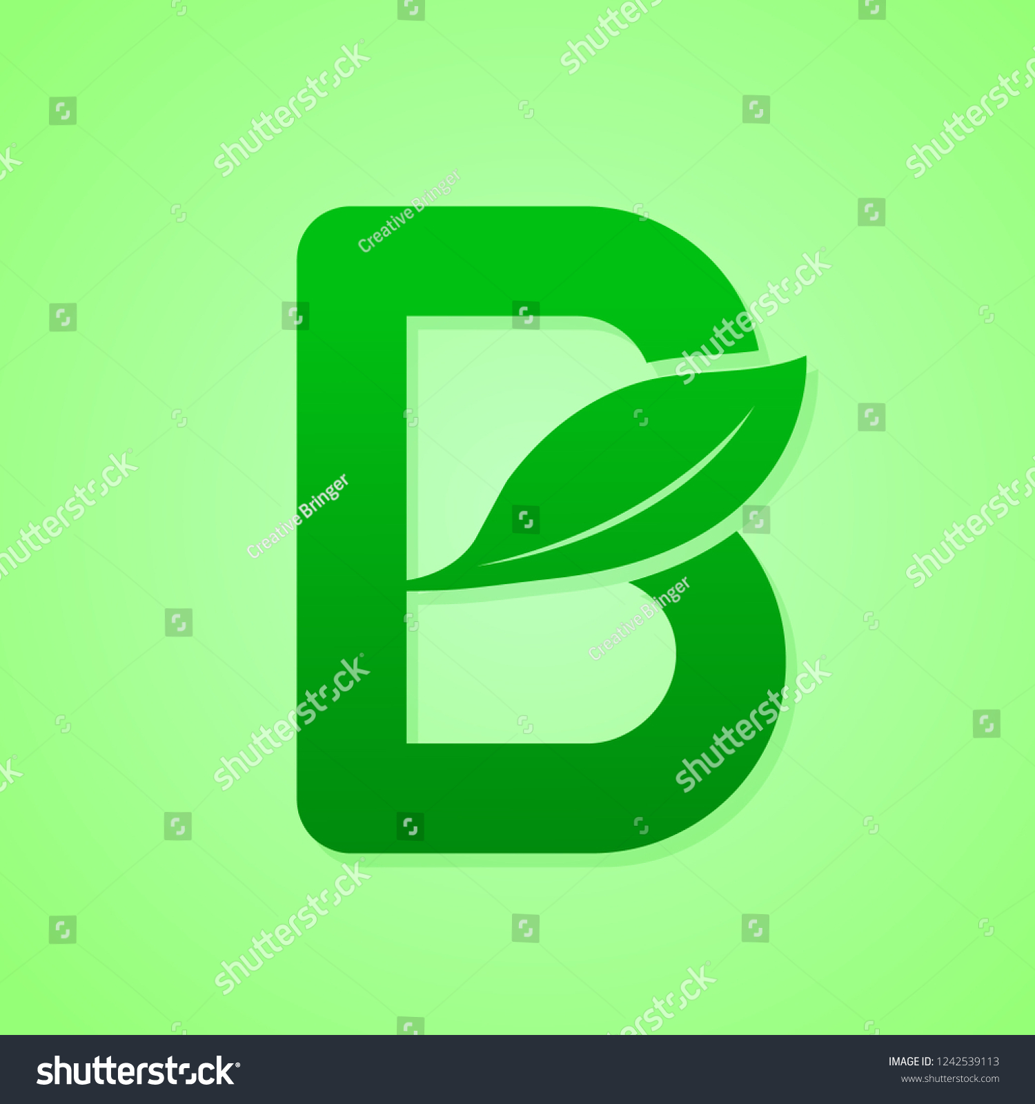 Green Letter B Leaf Green Ecology Stock Vector (Royalty Free ...