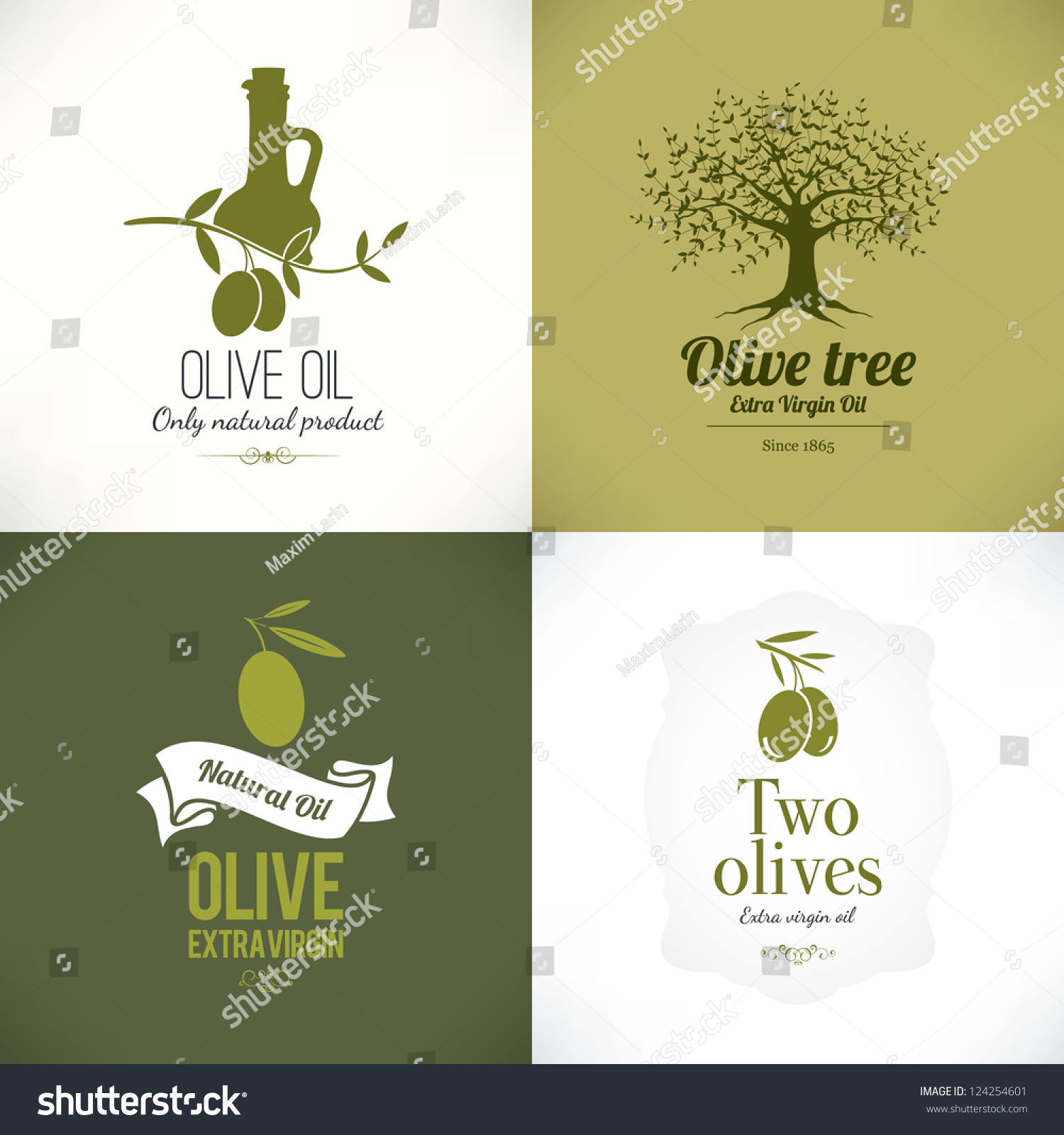 Set Olive Labels Stock Vector (Royalty Free) 124254601 | Shutterstock