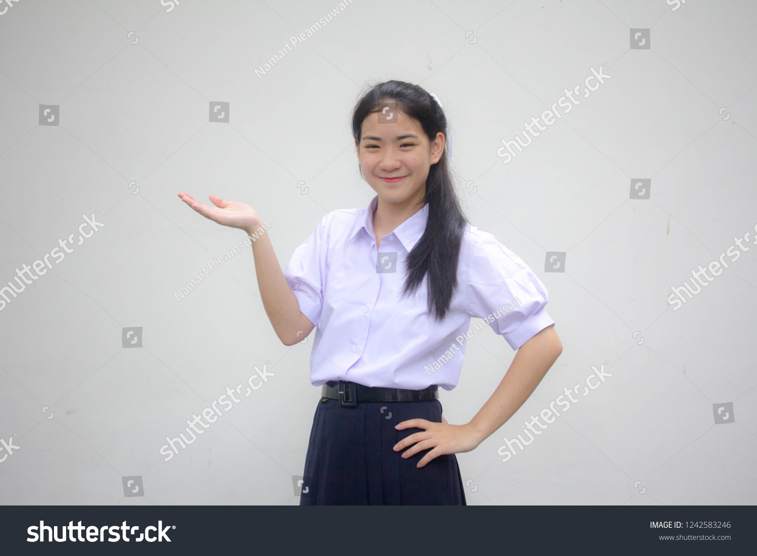 Portrait Thai High School Student Uniform Stock Photo 1242583246 ...