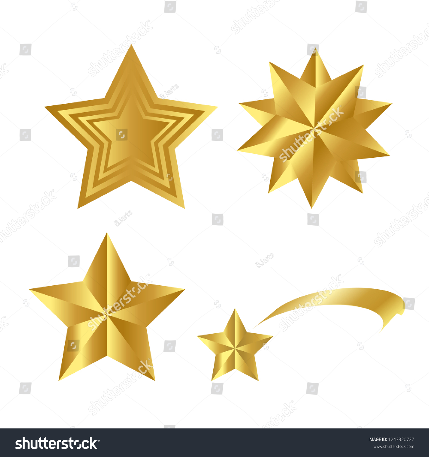 Realistic Golden Stars Vector Set Isolated Stock Vector (Royalty Free ...